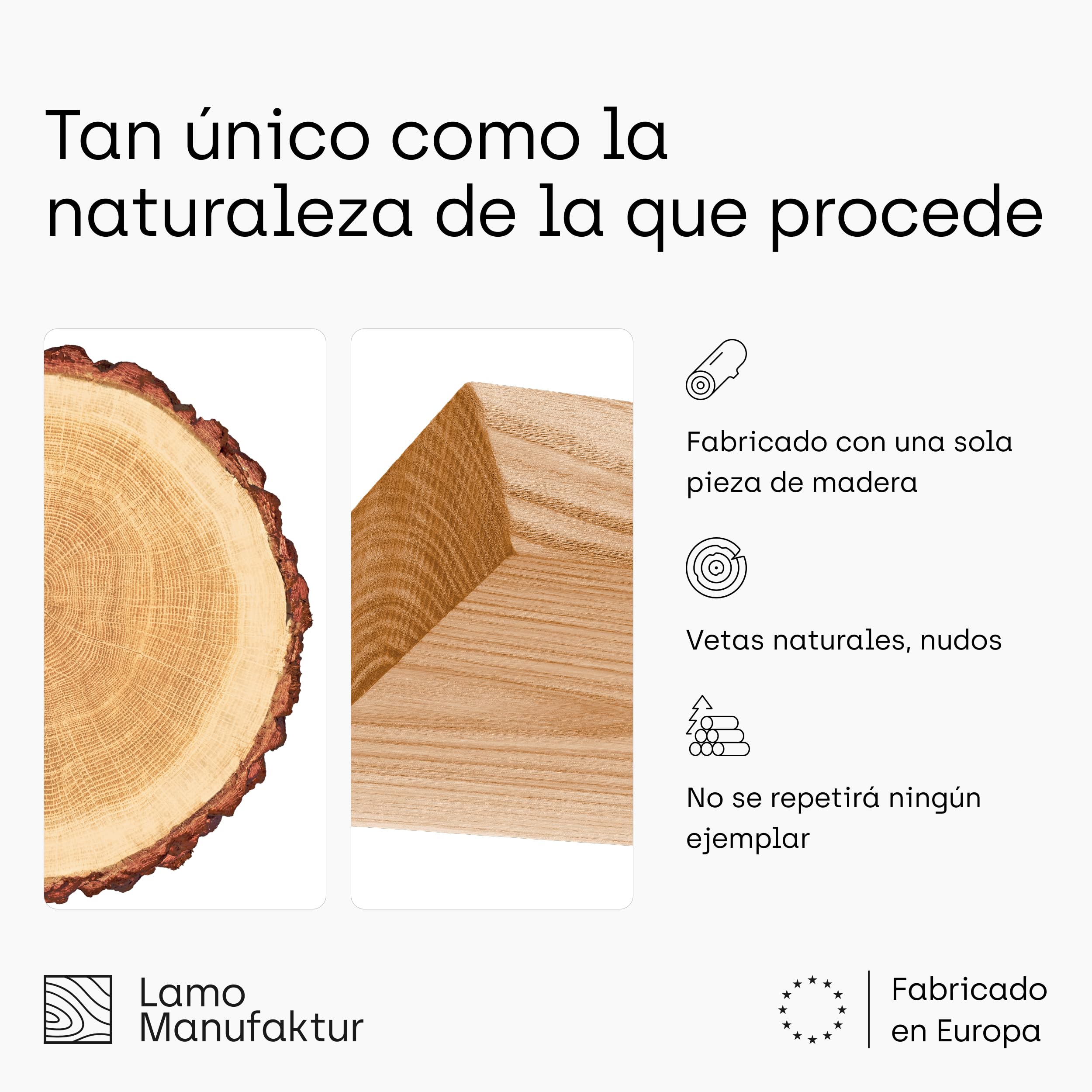 LAMO Manufaktur Estantería Flotante Pared de Madera con fijación Invisible | estanteria 40 cm Ancho para baño, Pasillo, Cocina | Color: Rustico, Borde: Natural | Madera Maciza, diseño Moderno
