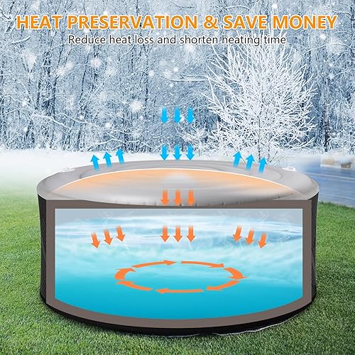 Miniatura 7 de Cubierta inflable de 4.5 pies para bañera de hidromasaje con asa, tapa aislada para bañera de hidromasaje redonda inflable al aire libre, protector
