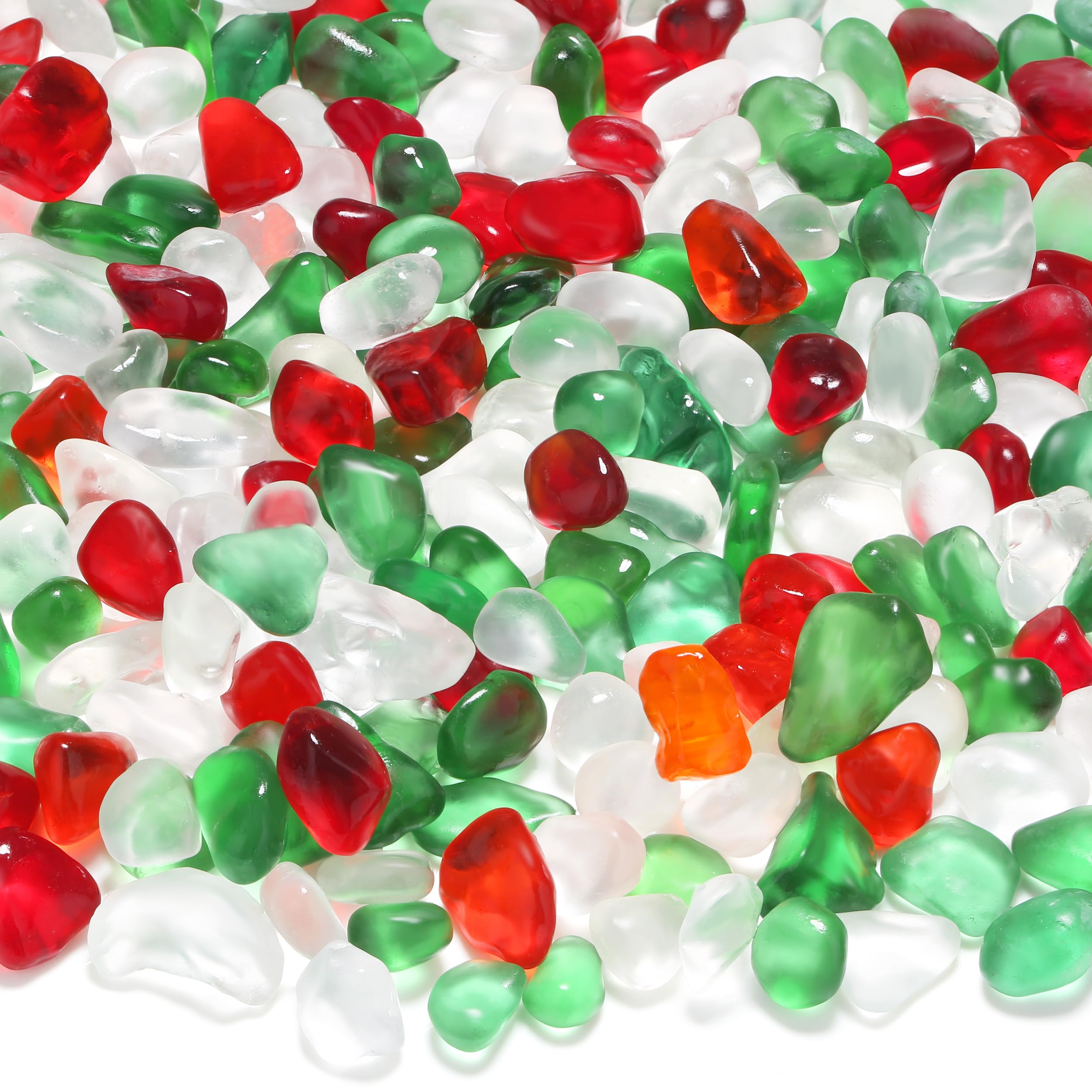 MAIBAOTA 0.85LB Green Red Frosted Sea Glass Pebbles Small Decorative Stones for Aquarium Rocks Fish Tank Gravel Plant Pots Vase Fillers DIY Crafts Home Garden Decorations (385g)