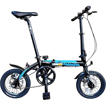 Amazon Trinx トリンクス 折りたたみ自転車 超コンパクト 乗り心地やデザイン性 片手で持ち運べる10kg以下 14インチ 軽量アルミフレーム おしゃれでかっこいいミニベロ Trinx Life1 1 ブラックブルー 14インチ 完成車 トリンクス Trinx 小径車 ミニベロ