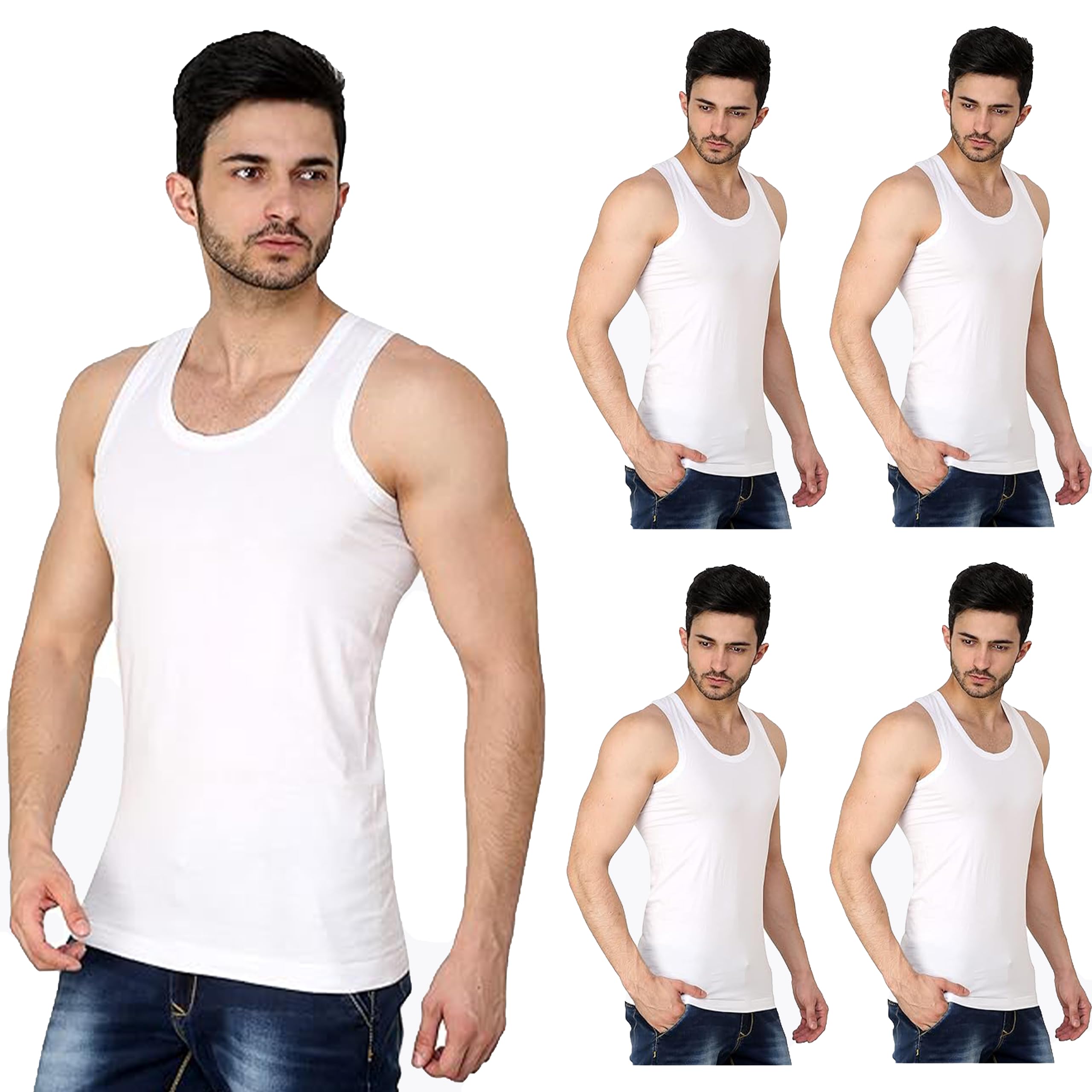 Youngman Round Neck Sleeveless Cotton Vest Combo for Men, 100% Combed Cotton - Stretchable & Breathable - Comfortable Fit - Ideal Summer Innerwear-image-34