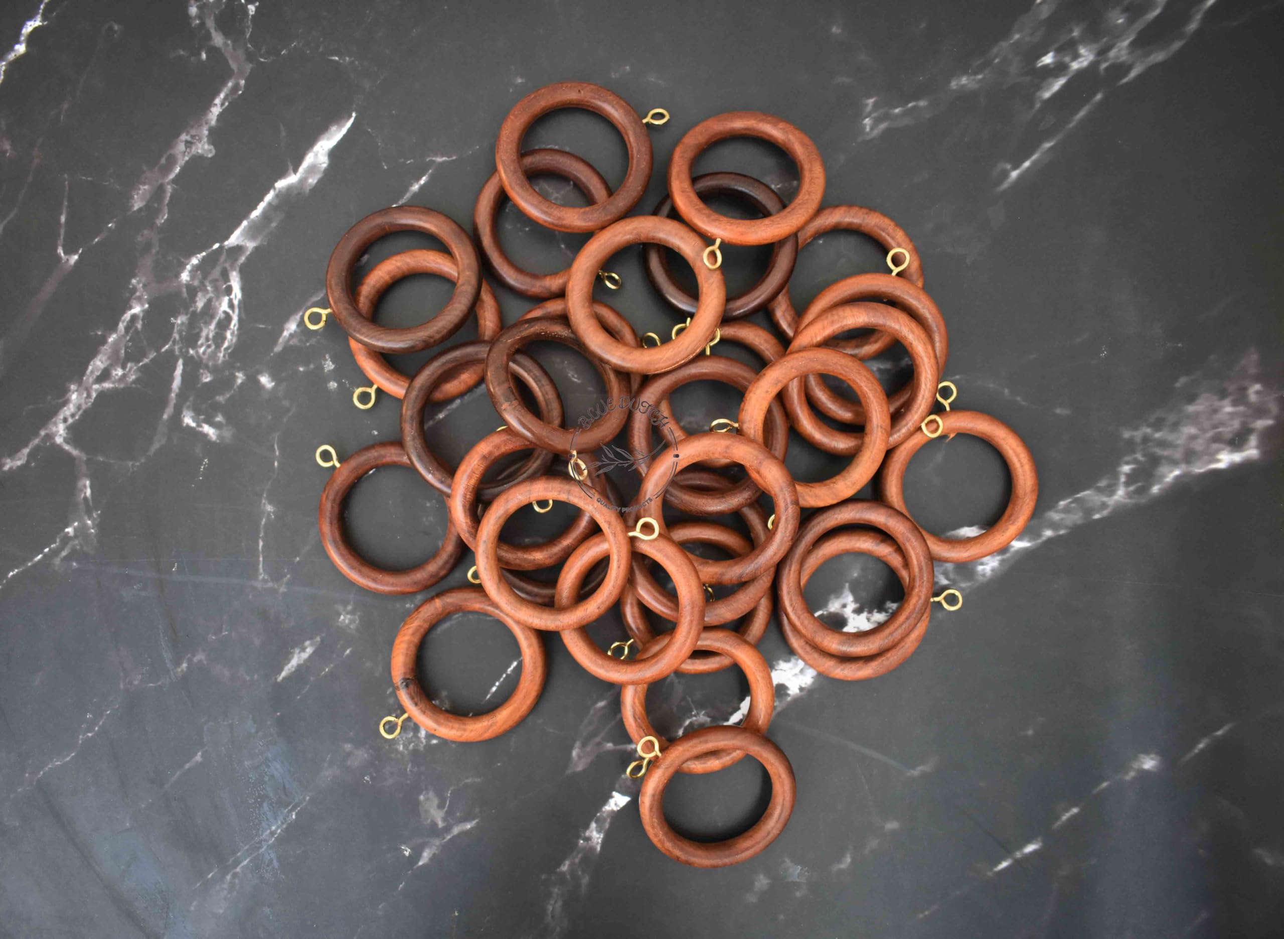 Anelli classici per tende in legno, set di [24, 48, 100] – fascino rustico per la vostra decorazione della casa – scorrimento liscio, facile da installare – materiale in legno sostenibile – [BLUE