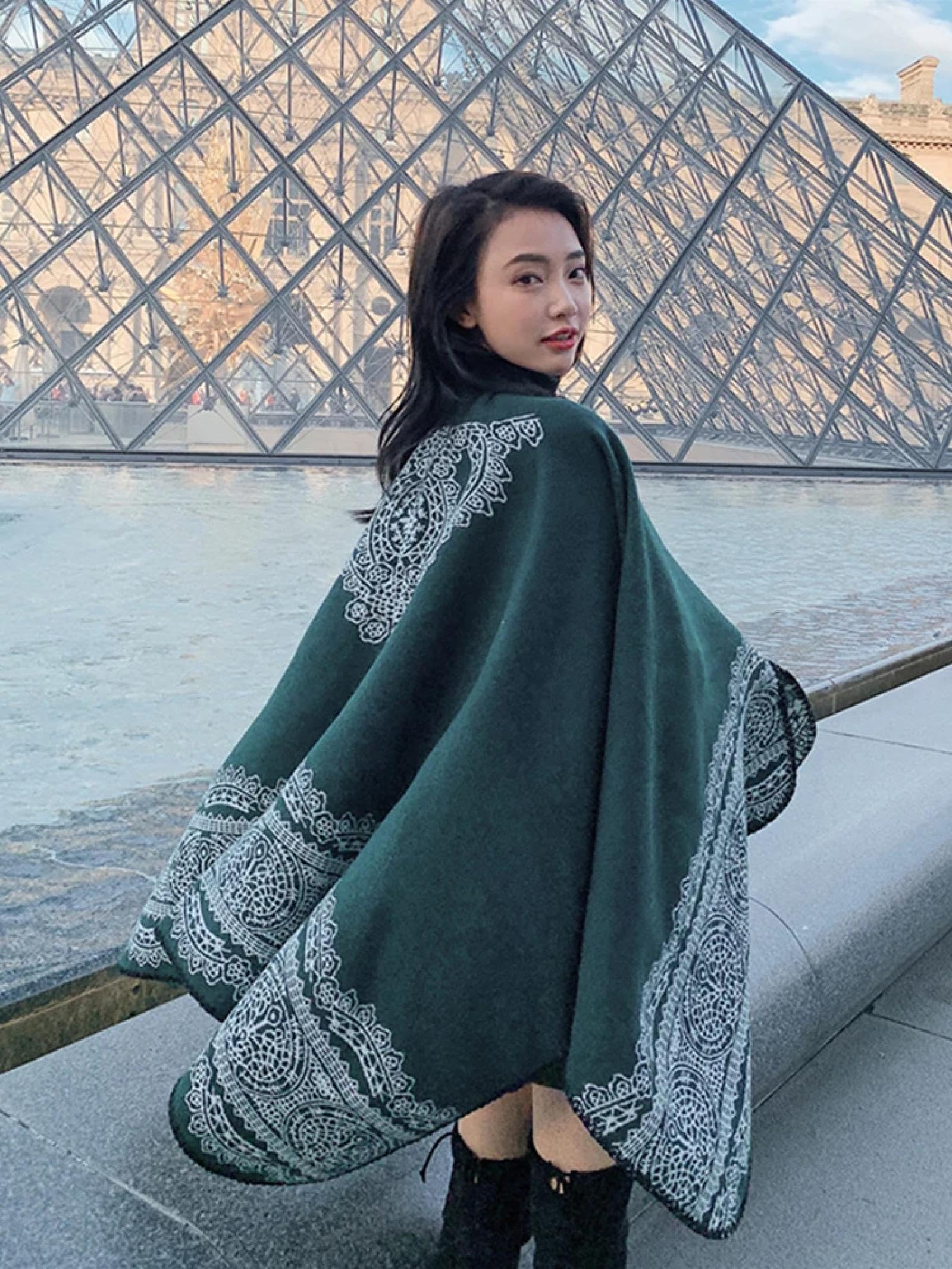 Sciarpa Scialle Invernale Sciarpe Moda Donna Inverno Sciarpa Femme Mujer Lady Retro Stampa Calda Sciarpa Stole Pareo Avvolgere Scialle Poncho Capas Mujer