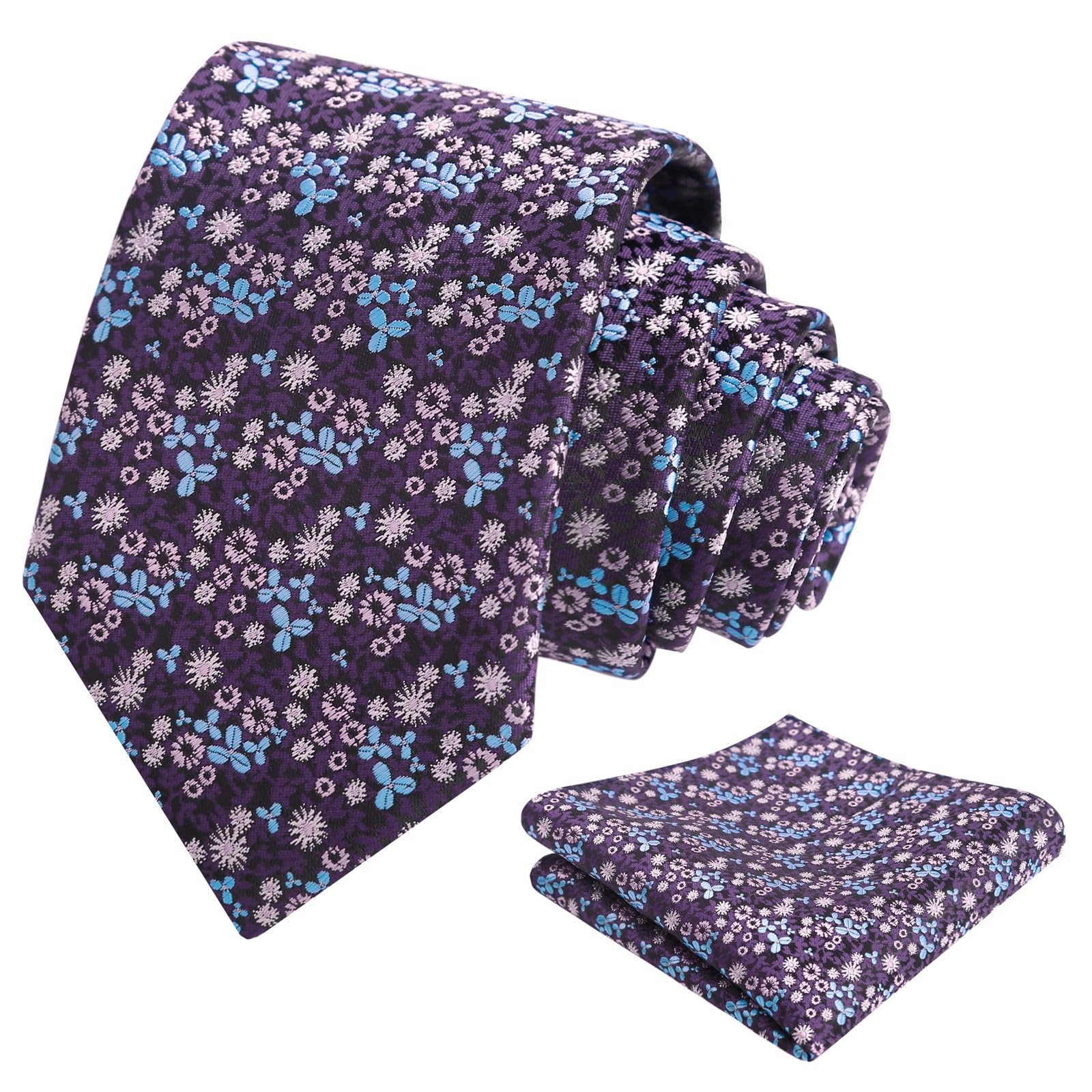 Alizeal Mens 3.15'' Floral Tie with Pocket Square