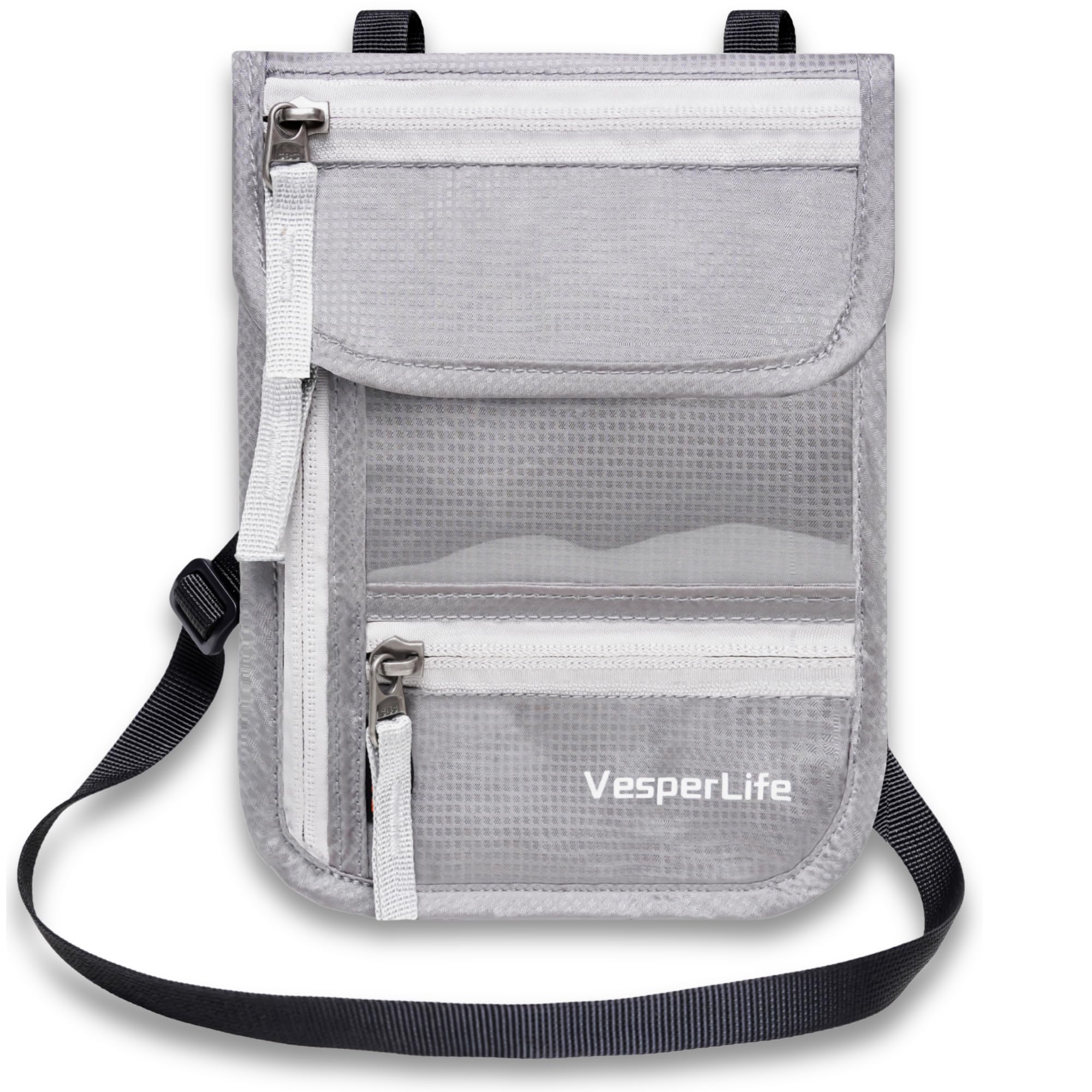 RFID Passport Holder, Passport wallet, Neck Bag, Anti-Theft Storage, Multi-Pocket Travel Organizer Wallet with Crossbody Bag, Light Gray, Minimalist-image-40