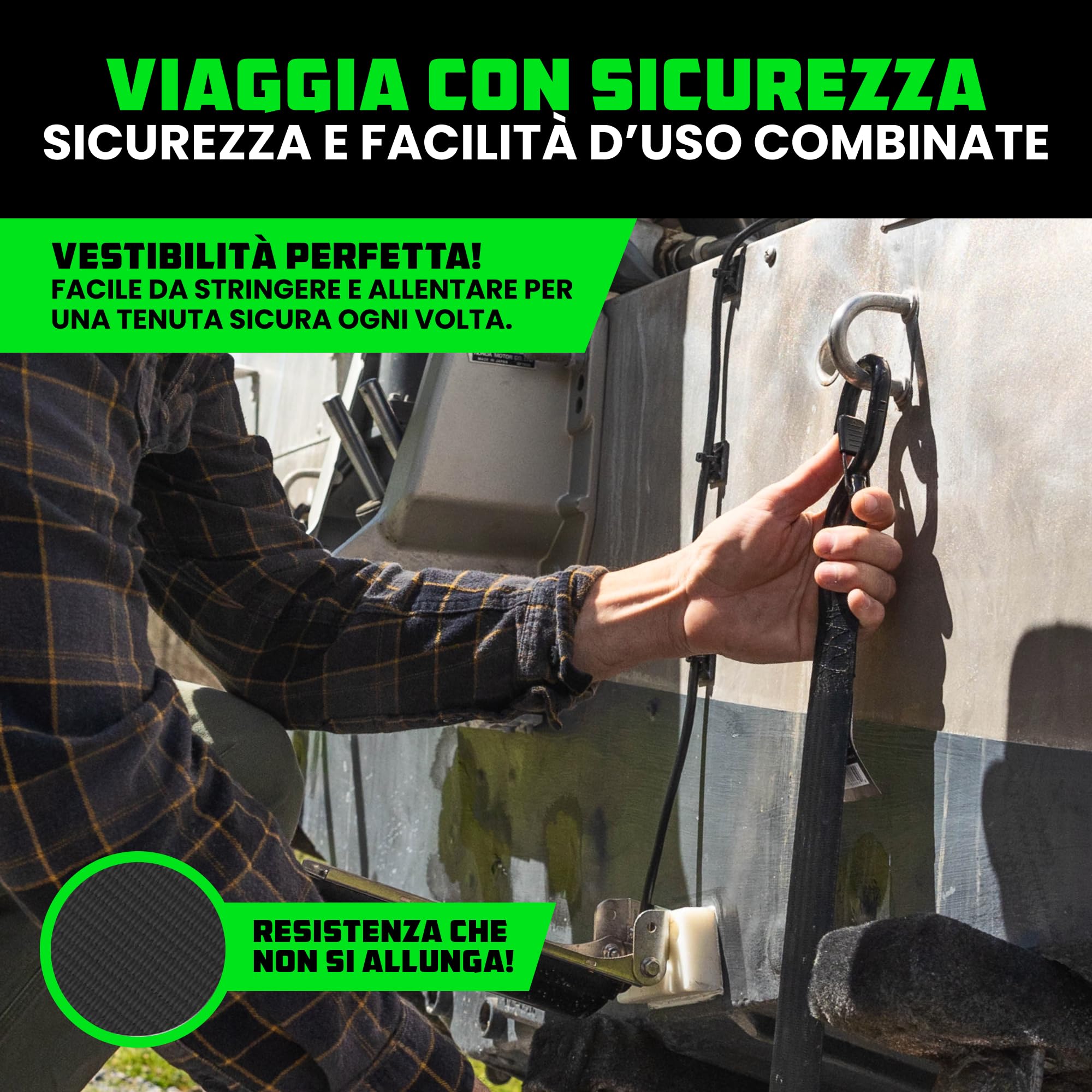 Rhino USA Cinghie Retrattili per Rimorchio Barca (Confezione da 2) - Cinghie di Fissaggio per Barca da 5cm x 1,1m, 1300kg - Fissaggio per Barca, Jet-Ski e altro! Verniciato a Polvere Nero, Acciaio