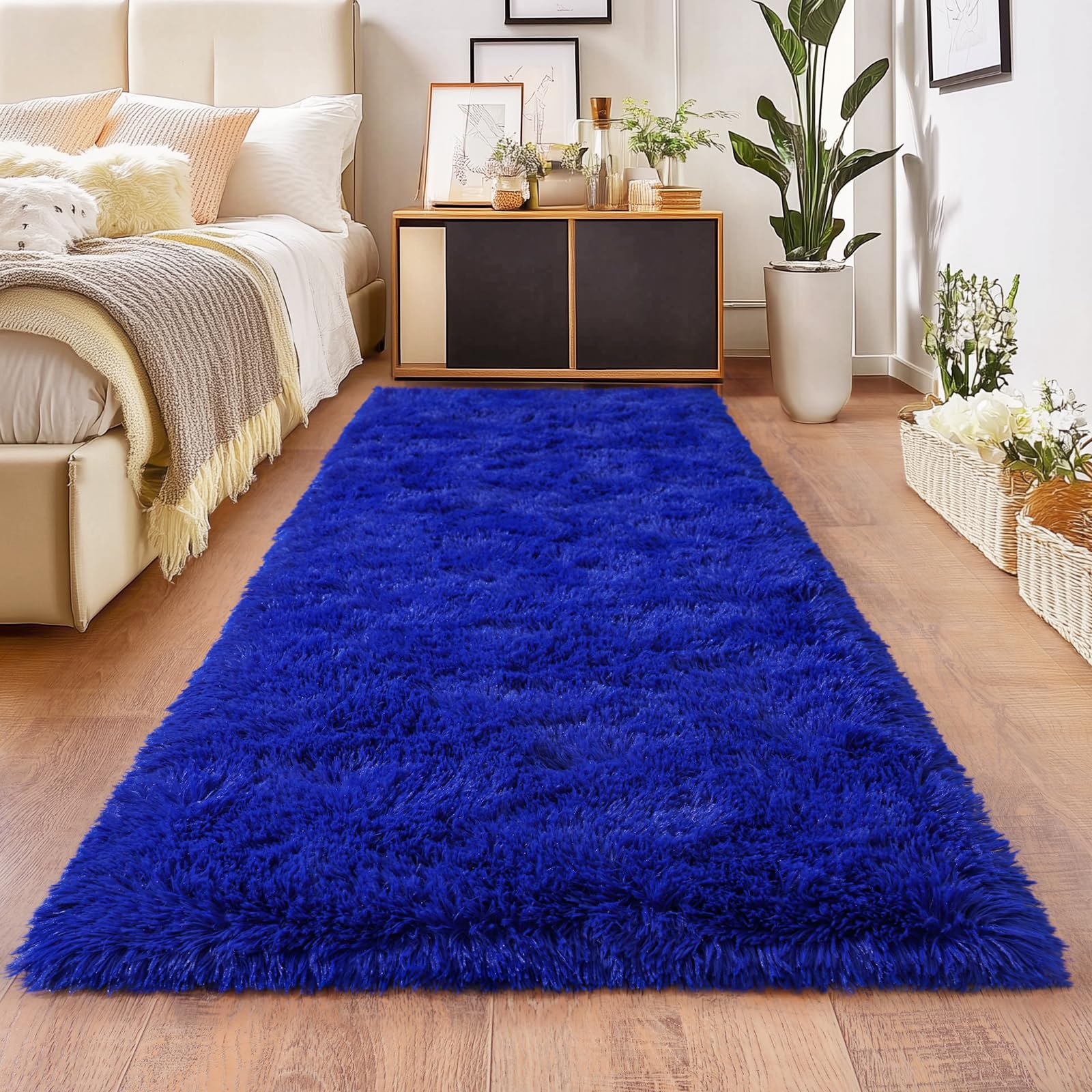 Amazon.com: Blue Runner Rug for Hallway, Bedroom Bedside Plush