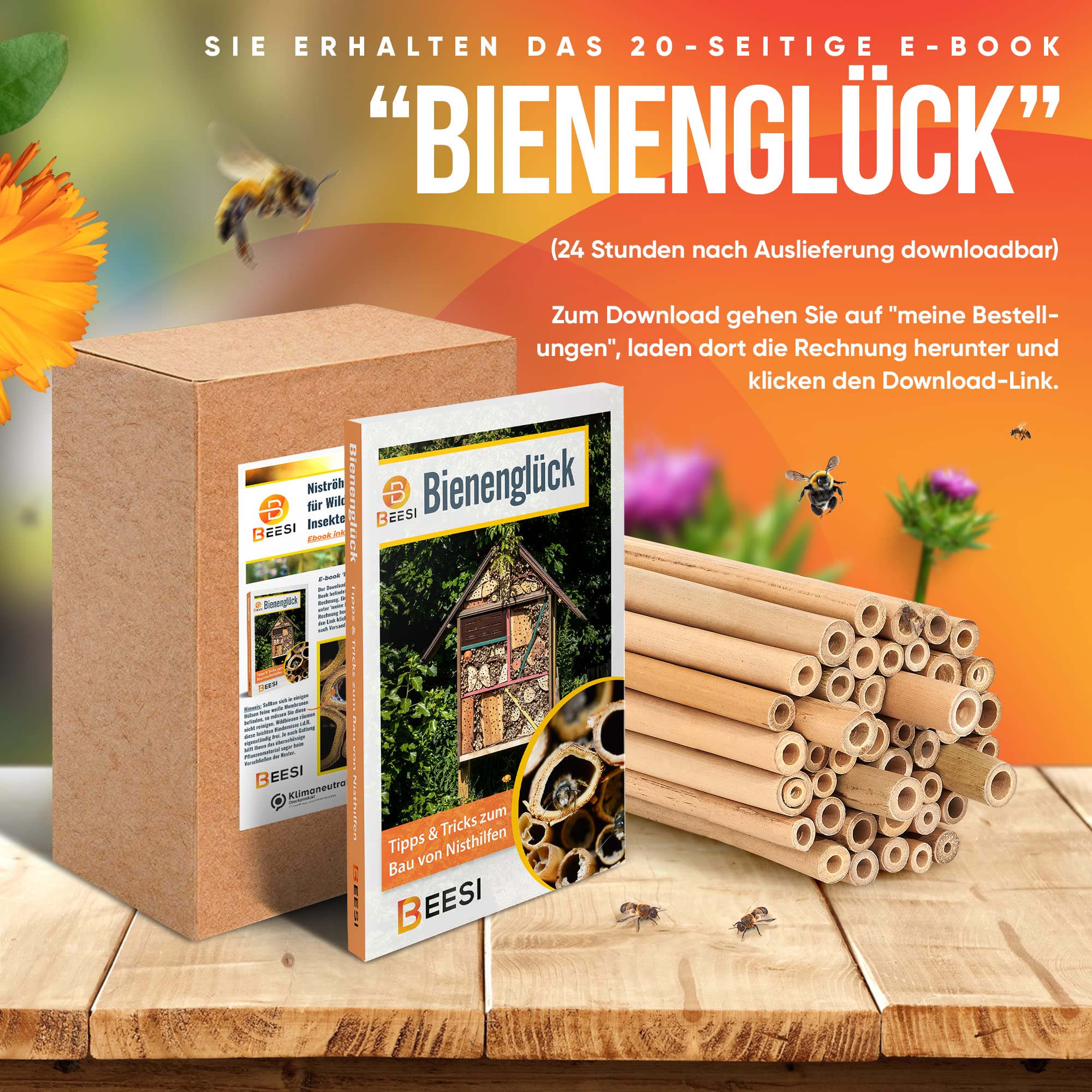 BEESI Bambusrhrchen fr Insektenhotel I 14 cm Lnge I Bambus fr  Bienenhotel I Fllmaterial Wildbienen Zubehr (Bambus - Stck, 300) :  Amazon.de: Garten
