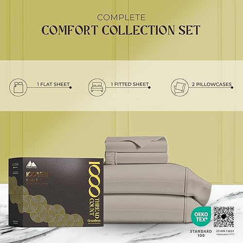 Miniatura 4 de Mayfair Linen - Juego de sábanas de 100% algodón egipcio de 1000 hilos, 4piezas