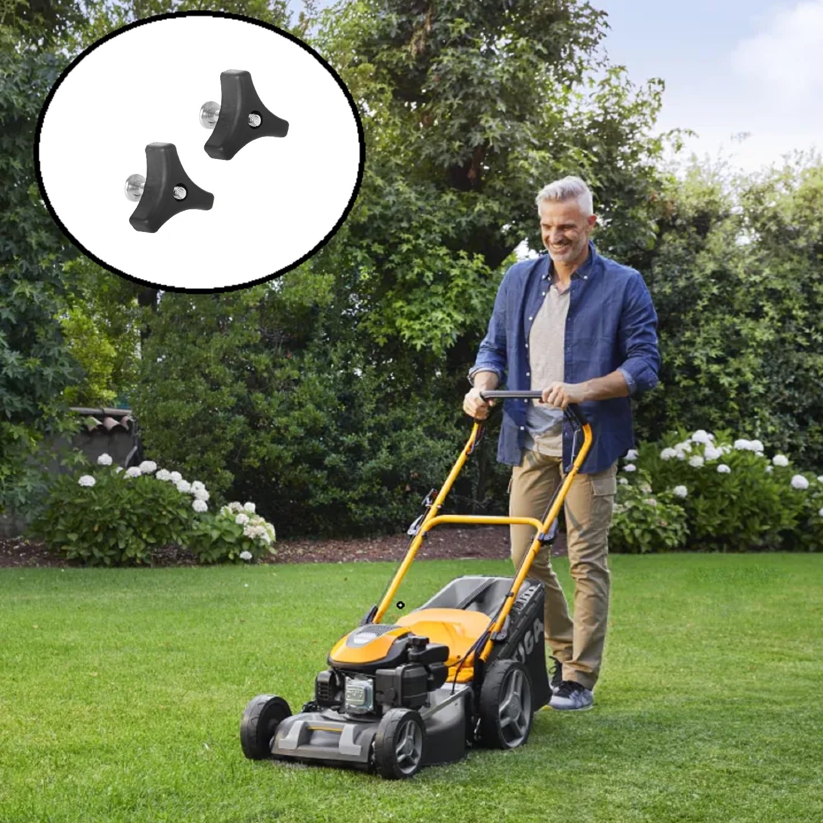 Rasenmäher Griff-Schrauben Set - 2 Flügelmuttern & Bolzen, Universell Einsetzbar