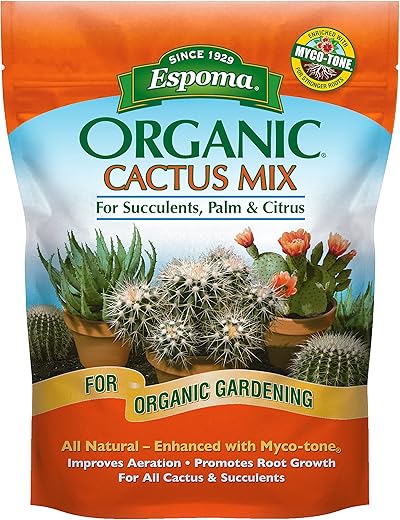 Espoma Organic Cactus Potting Soil Mix, Natural & Organic Soil for Cactus, Succulent, Palm, and Citrus Grown in containers Both Indoors and Outdoors, 8 qt, Pack of 1 B07JYRV59V