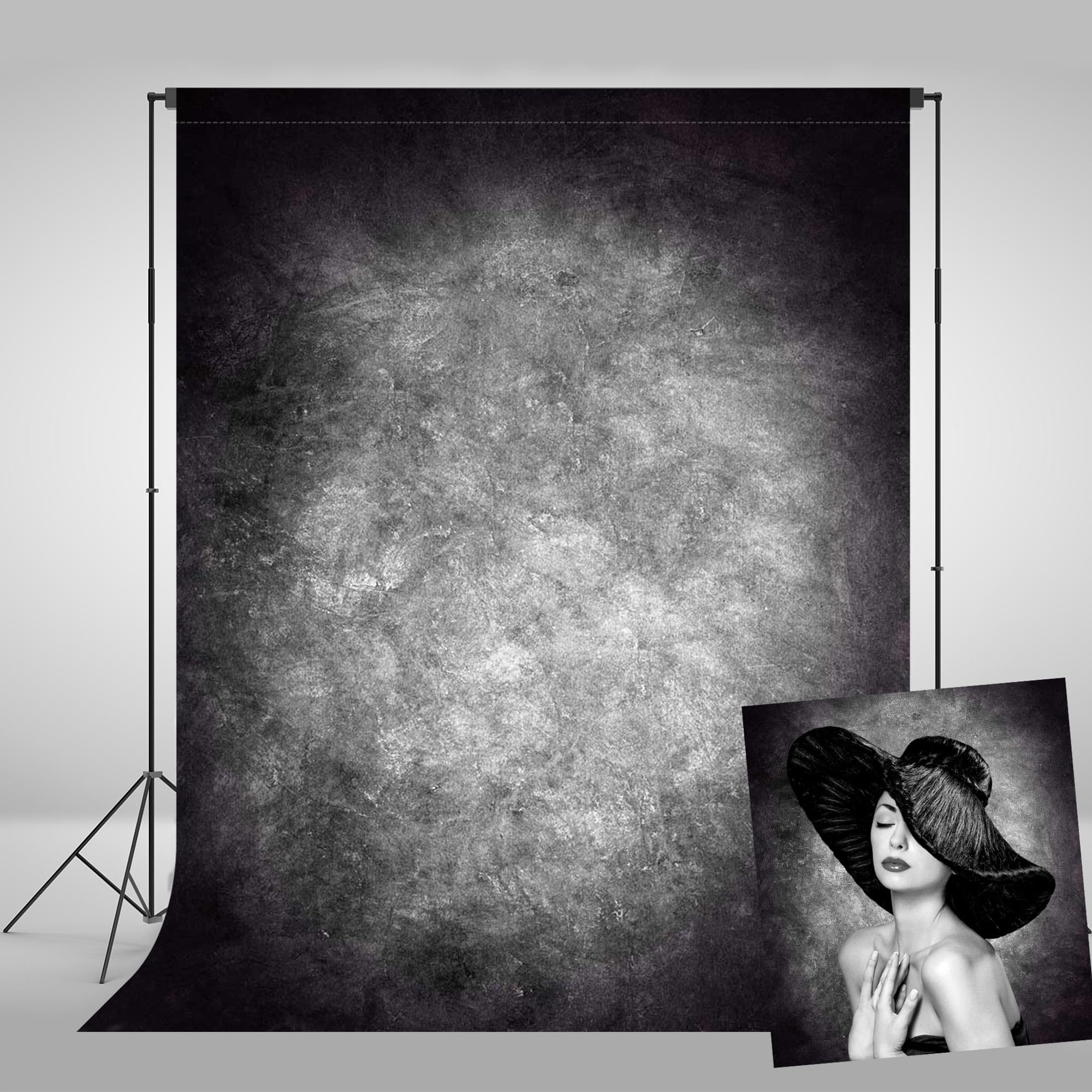 8x10ft Vintage Grey Backdrops Portrait Photo Backdrop for Photography Studio High-Density Opaque Fabric with Top Pocket