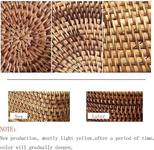 Miniatura 7 de cosybeau Bandeja redonda de ratán de 11.81 pulgadas con incrustaciones de madreperla, bandeja decorativa de Navidad para mesa de café, cesta tejida