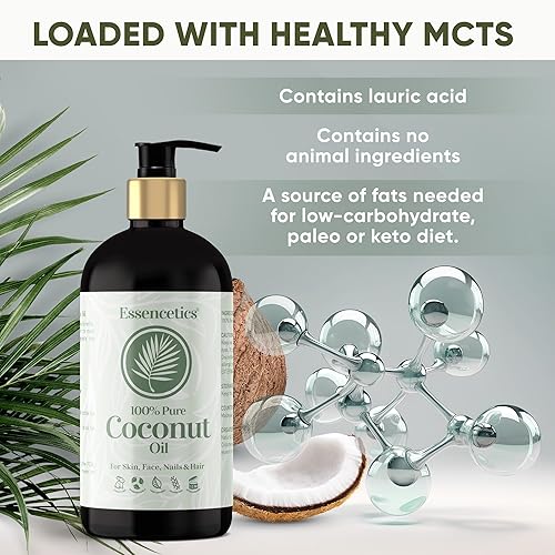 Miniatura 4 de Aceite de coco fraccionado de 16 onzas  Aceite de coco líquido 100% puro y natural para piel, cuerpo, cara y cabello  Aceite de masaje natural