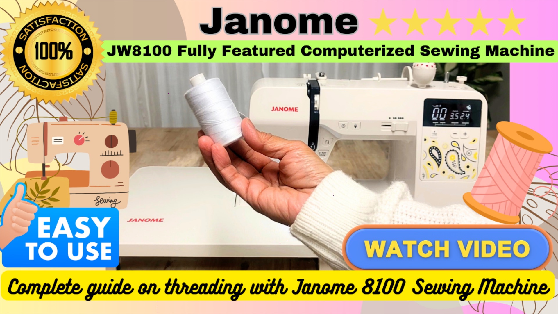 Watch Complete demo guide on threading Janome JW8100 Sewing Machine #sewing on Amazon Live