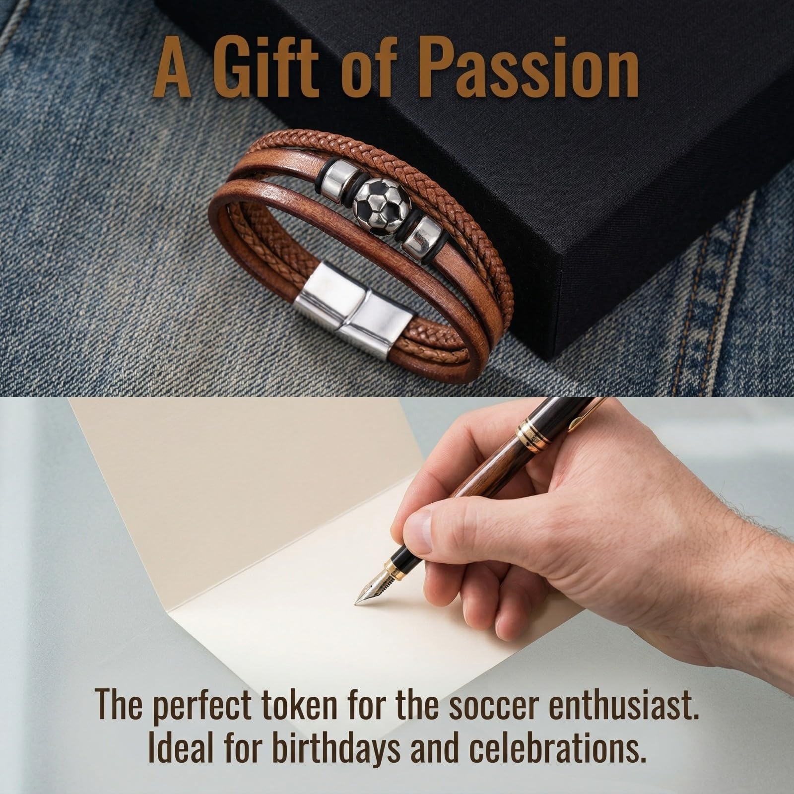 Pulsera de Fútbol en Tonos Marrones,Artículo de Fan de la Copa Mundial 2026,Pulsera de Fútbol para Niños,para Hijo,Nieto,Sobrino, Hermano,Regalos Geniales para Adolescentes