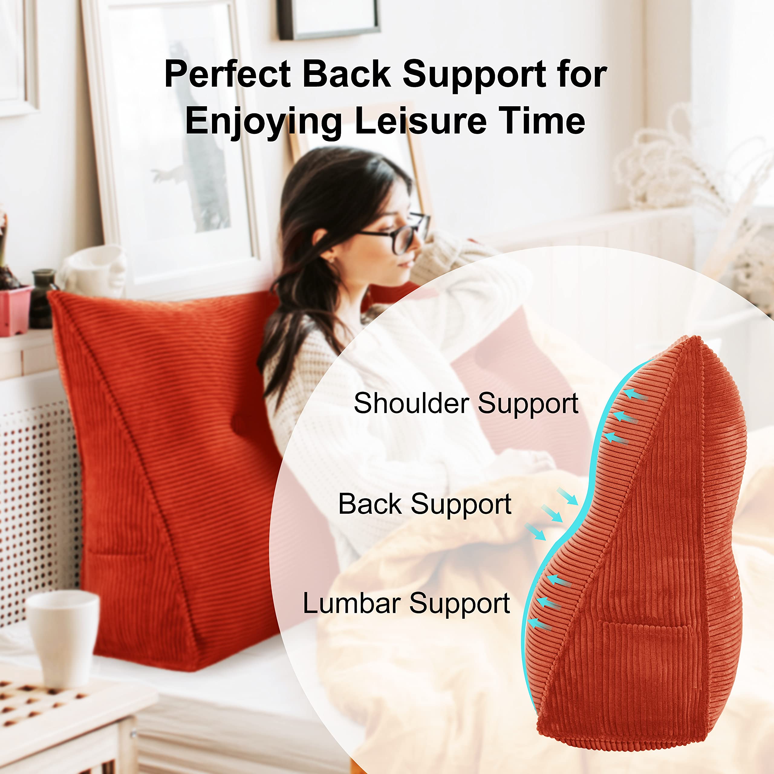 VERCART Rugkussen Leeskussen Rugleuning Kussen Voor Bed Sofa Hoofdeinde Gestoffeerd Bedkussen Wigkussen Wandkussen Sofakussen Groot Rugkussen Bankkussen Corduroy Grijs 200cm