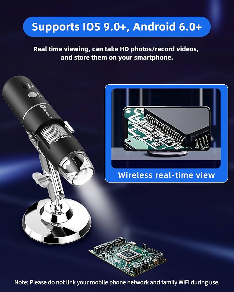 Microscopio Digitale WiFi 4K 3840x2160p - Con Supporto Regolabile, Per Smartphone E PC Windows/Mac - Foto 4