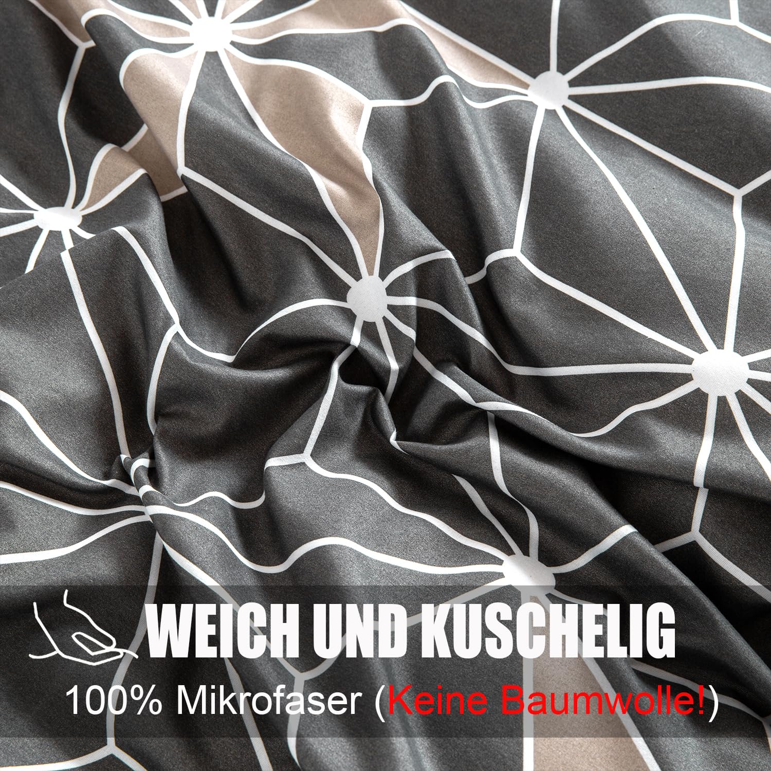 Soifox Bettwäsche 135x200 Cm – Geometrisches Design In Grau, Mikrofaser, Bügelfrei, Knitterfrei, Inkl. Kissenbezug, Waschbar Bis 60°C