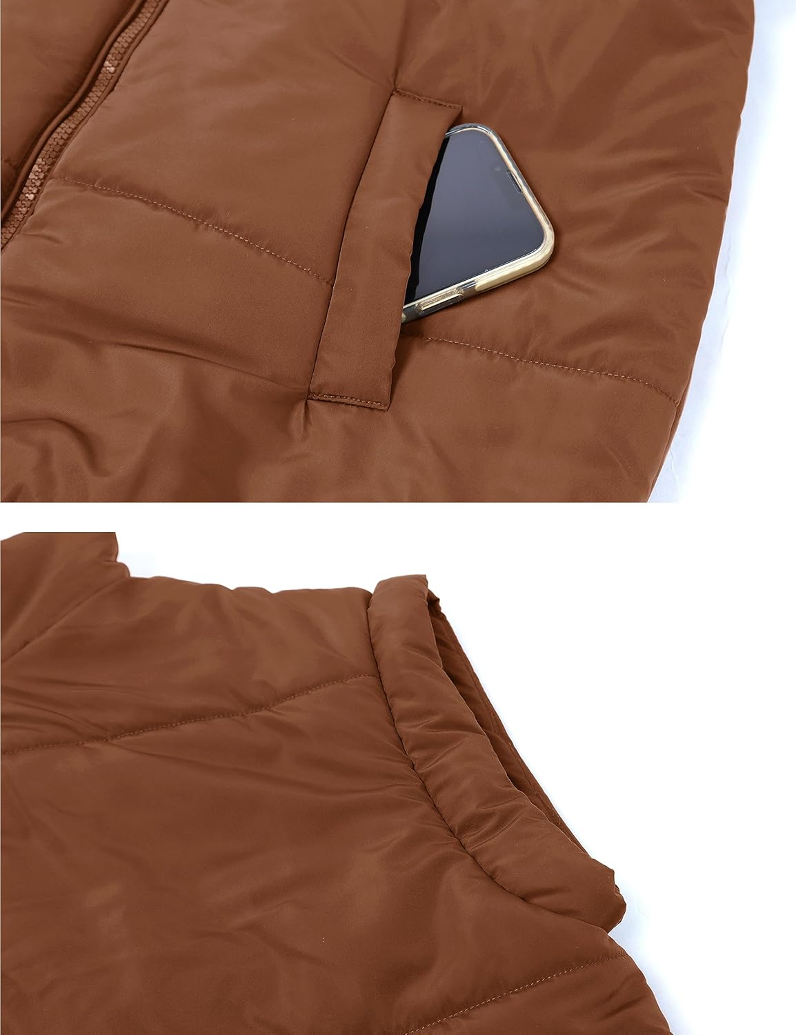 APAFES Women Winter Oversized Puffer Vest Quilted Lightweight Stand Collar Sleeveless Padded Puffy Jackets Coat with Pockets - Image 6