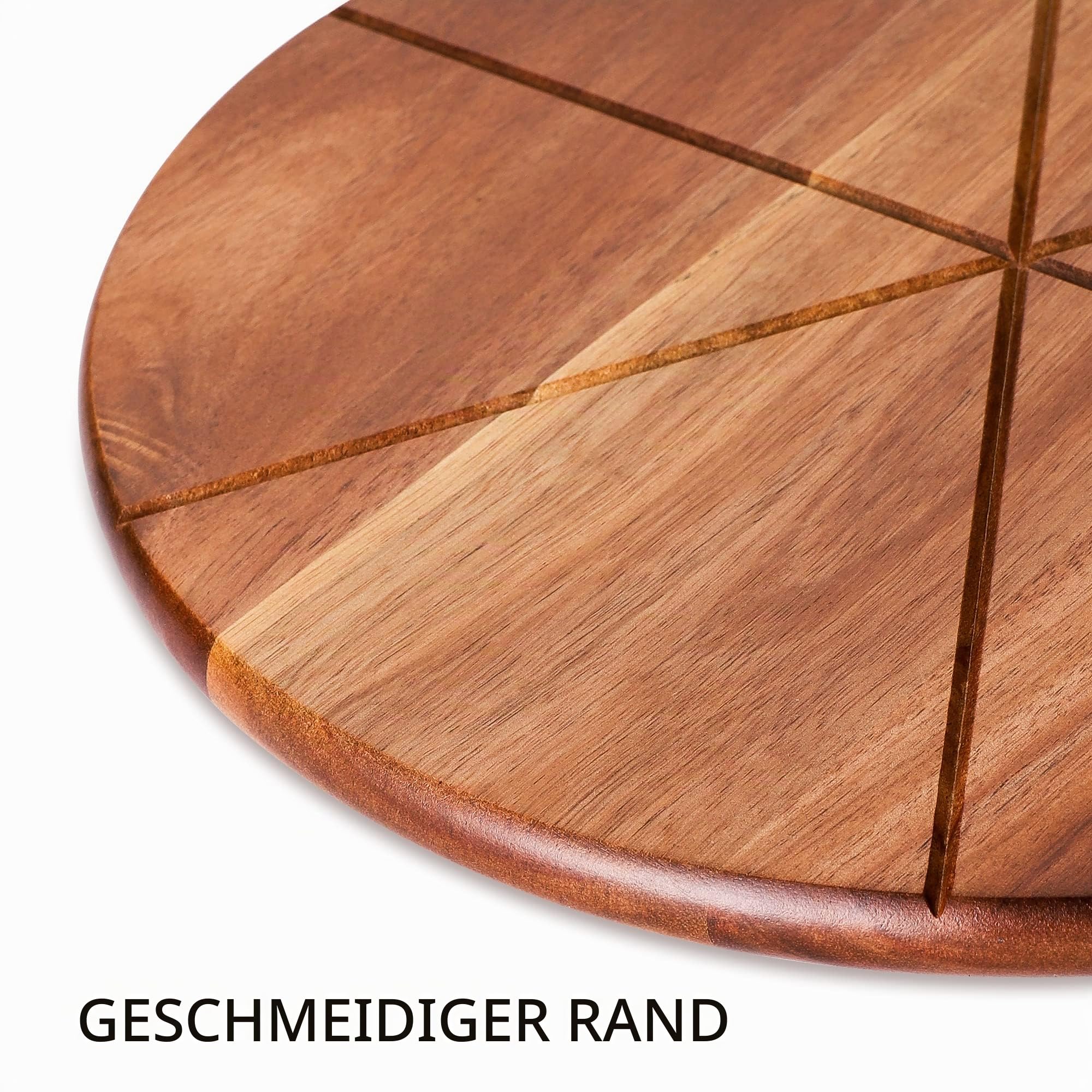 Pizzabrett Akazienholz, TJ POP 30 x30 cm Pizzateller Pizzaschneidebrett mit Pizzaschneider und Pizzaschale, rundes Pizzaschneidebrett Serviertablett zum Backen von selbstgemachter Pizza