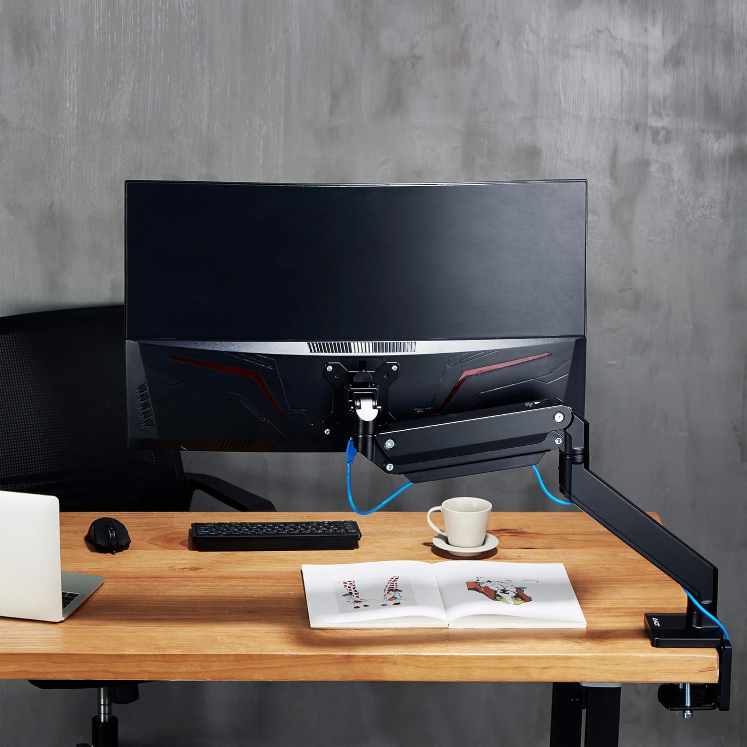 AVLT Single 13"43" Monitor Arm Desk Mount fits One Flat/Curved