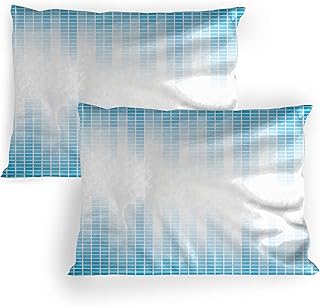 Ambesonne Modern Pillow Sham Set of 2, Contemporary Geometric Squared Design with Lines Ombre Like Colored Image Print, Quality Microfiber Bedding Item for All Seasons, 26