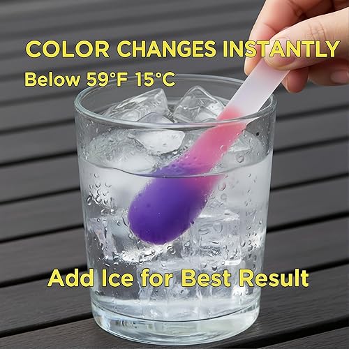 Miniatura 2 de Paquete de 28 cucharas de helado que cambian de color, cucharas de plástico resistentes a la rotura de 5.15 pulgadas, envueltas individualmente,