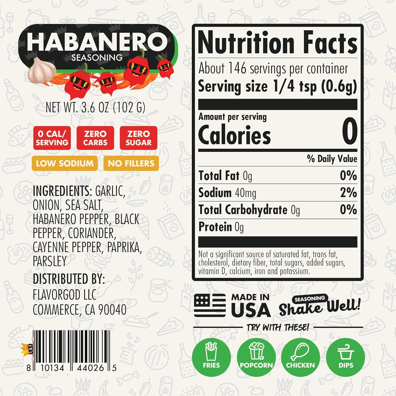 Habanero Seasoning Mix by Flavor God, 2-Pack - Premium All Natural & Healthy Spice Blend for Burritos, Tacos, Seafood & Chicken - Kosher, Low Sodium, Dairy-Free, Vegan & Keto Friendly
