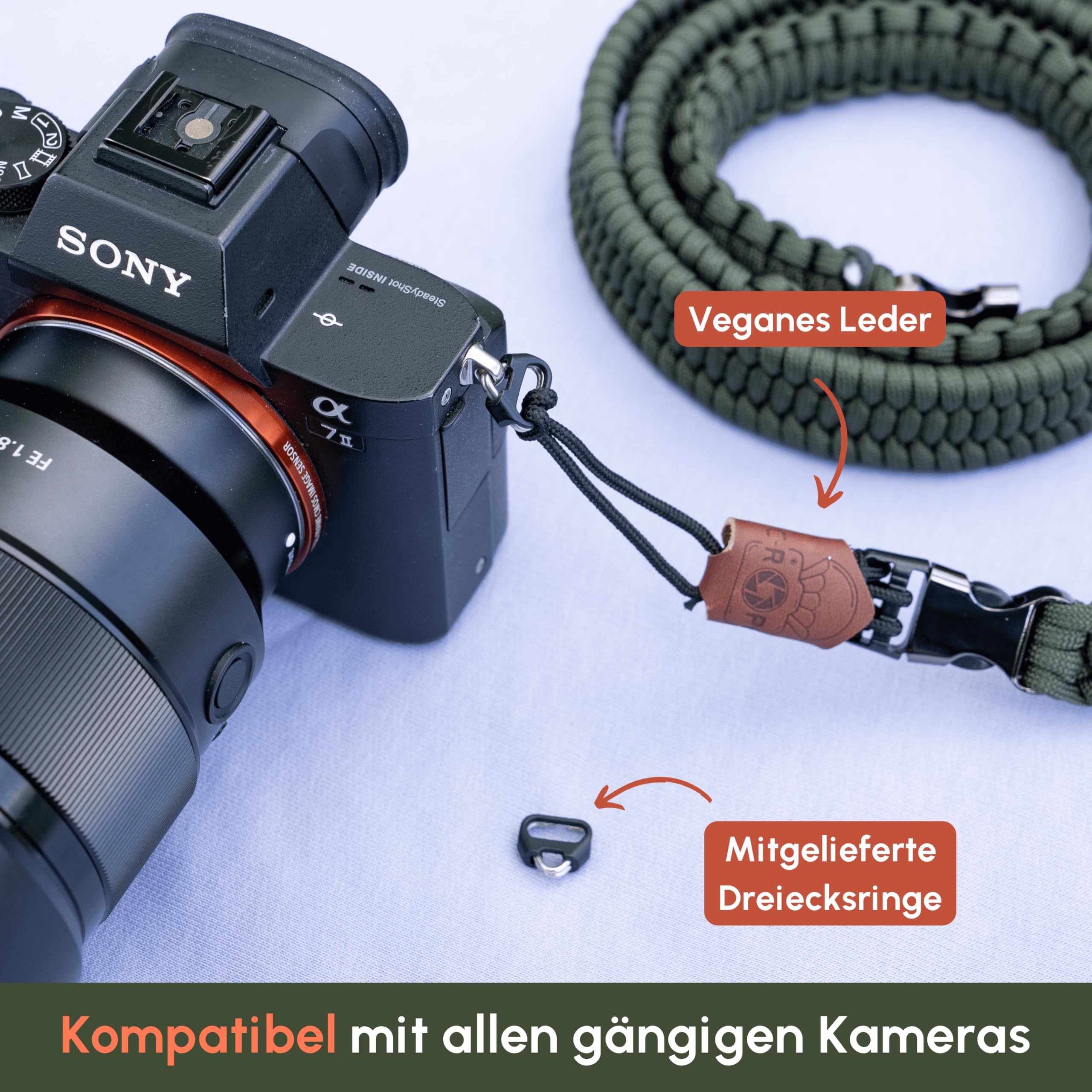 C-Rope Kameragurt THE TRAVELER, handgeflochten, Schnellverschluss, Paracord