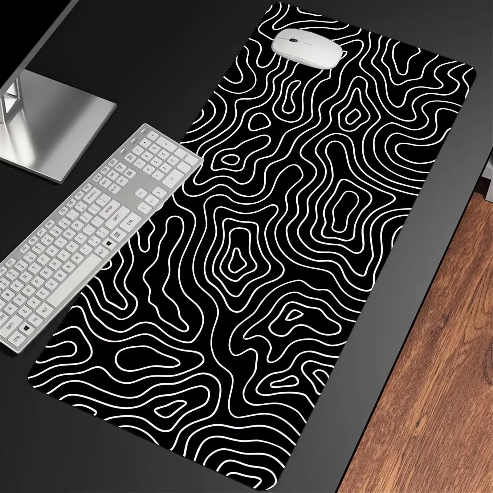 Muismat XXL Rood Zwart Blauw Gaming Muismat 119,9 x 59,9 x 0,3 cm Grote Muismat Antislip Waterdichte Gestikte Randen Verbetert Precisie en Snelheid voor PC Laptop Bureau Toetsenbord Mat