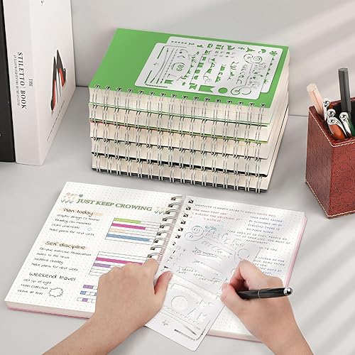 Miniatura 6 de HIUKOOKA Diario de puntos y viñetas  Cuaderno de 300 páginas B5 con cuadrícula punteada en espiral, papel de cuadrícula de puntos de 3.53 ozm,