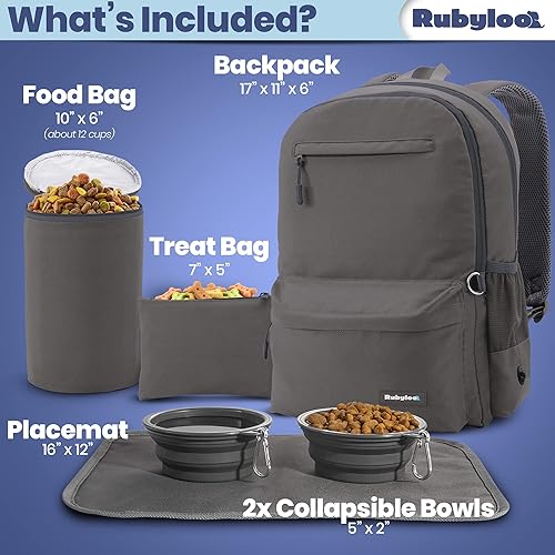 Miniatura 3 de La mochila original Doggy Bag de Rubyloo. Mochila para suministros para perros + 2 cuencos de viaje para perros sin BPA, bolsa de golosinas,