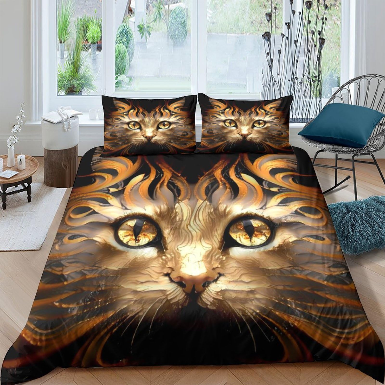 Housses de couettes art animal parure de lit 3 pièces microfibre double 200x200