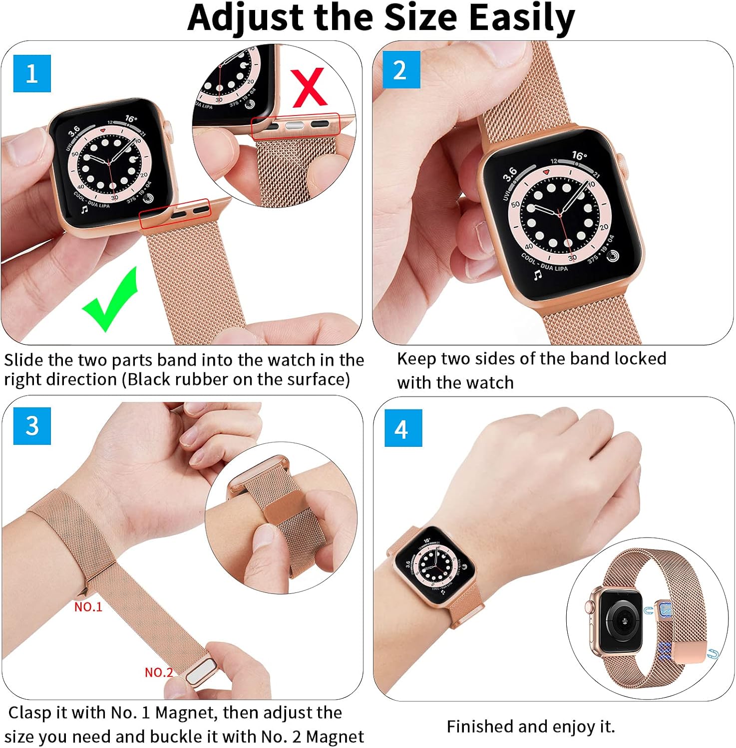 OUHENG Compatible Magnetic Stainless iWatch Image