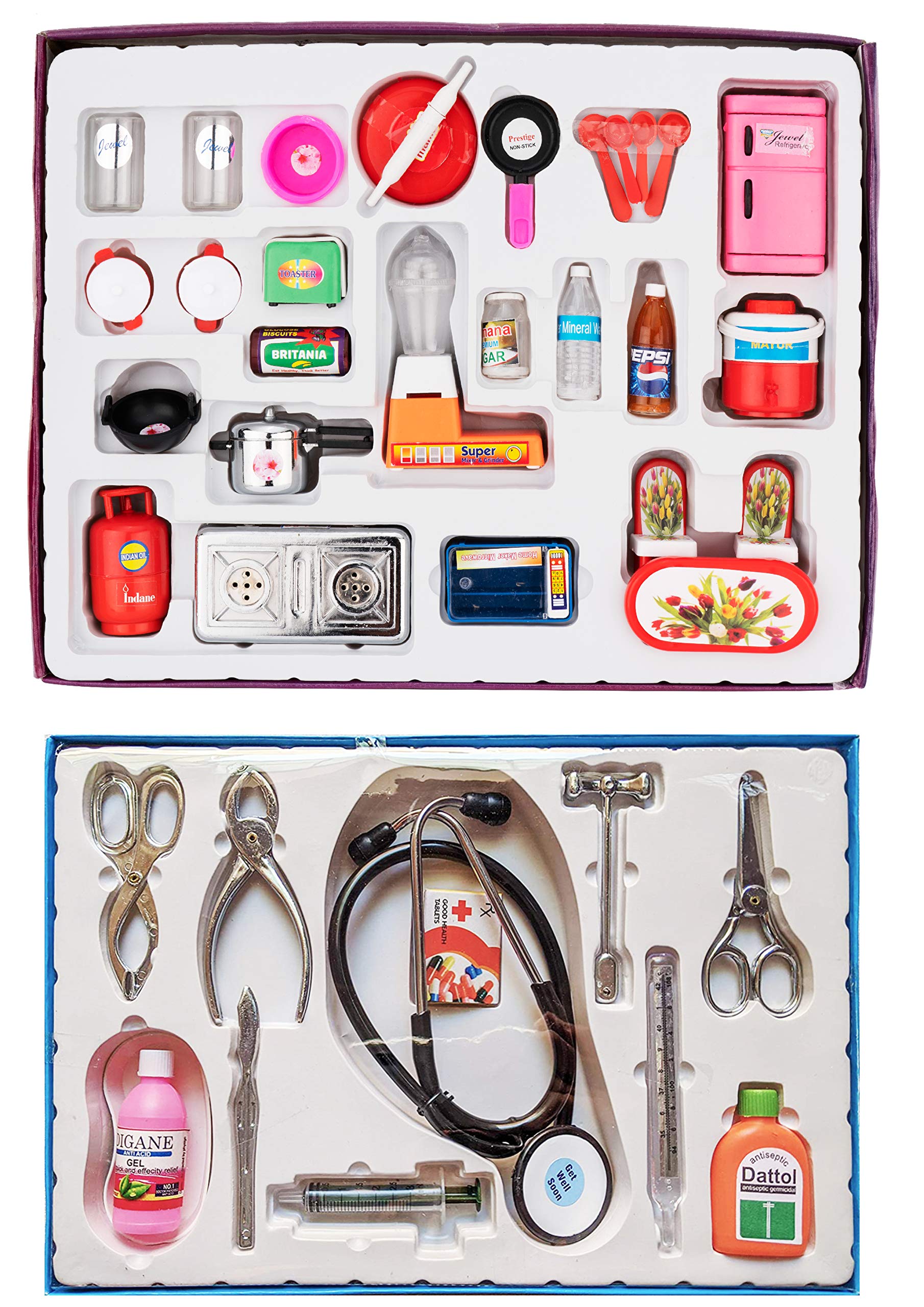 The White Earth (Combo Of 2) White Earth Doctor Set + Nano Kitchen Set For Kids Pretend Play Toys Plastic Non Toxic Indian Kitchen Set Great Kitchen Toys For Girls Indoor Game,Best For Return Gift (B08T63RCC7) Amazon Price History, Amazon Price Tracker