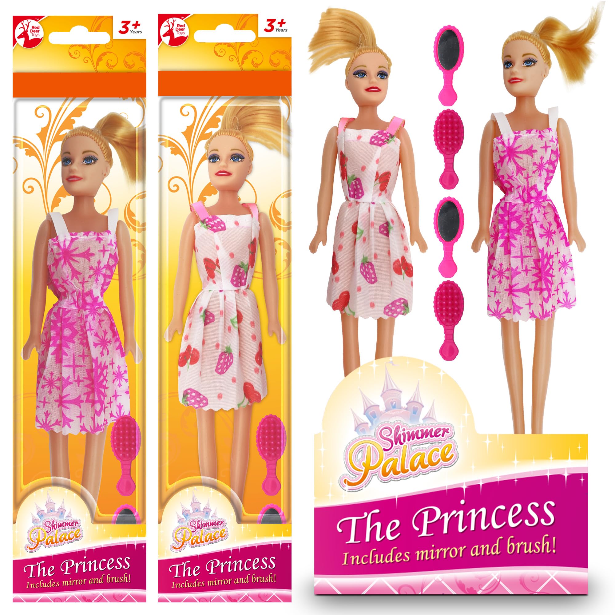 – SOL 2pk Boxed Dolls for Girls, Age 3-8, Includes Stickers