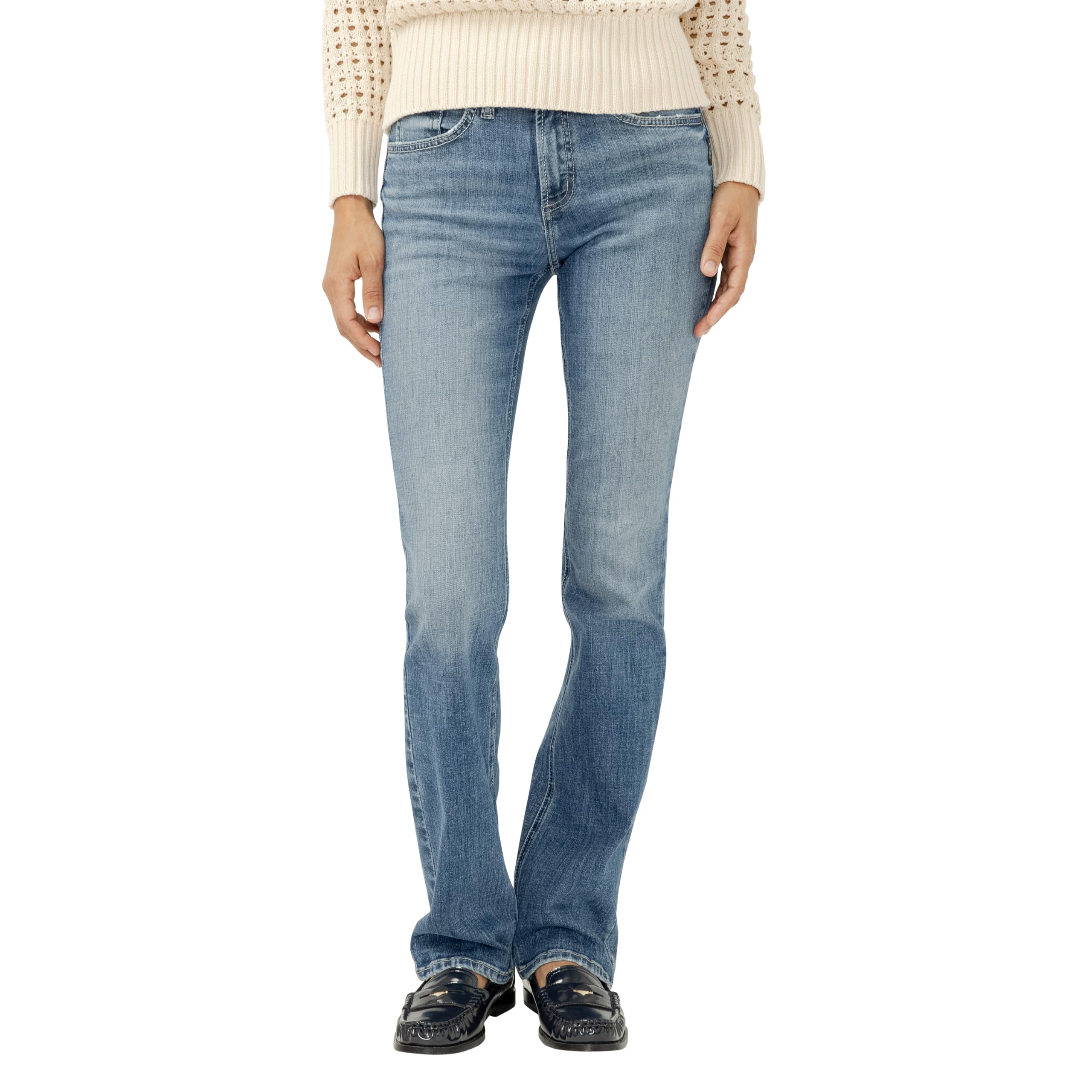 Silver Jeans Co. Women's Avery-Denim High Rise Curvy Fit Slim Bootcut Jeans