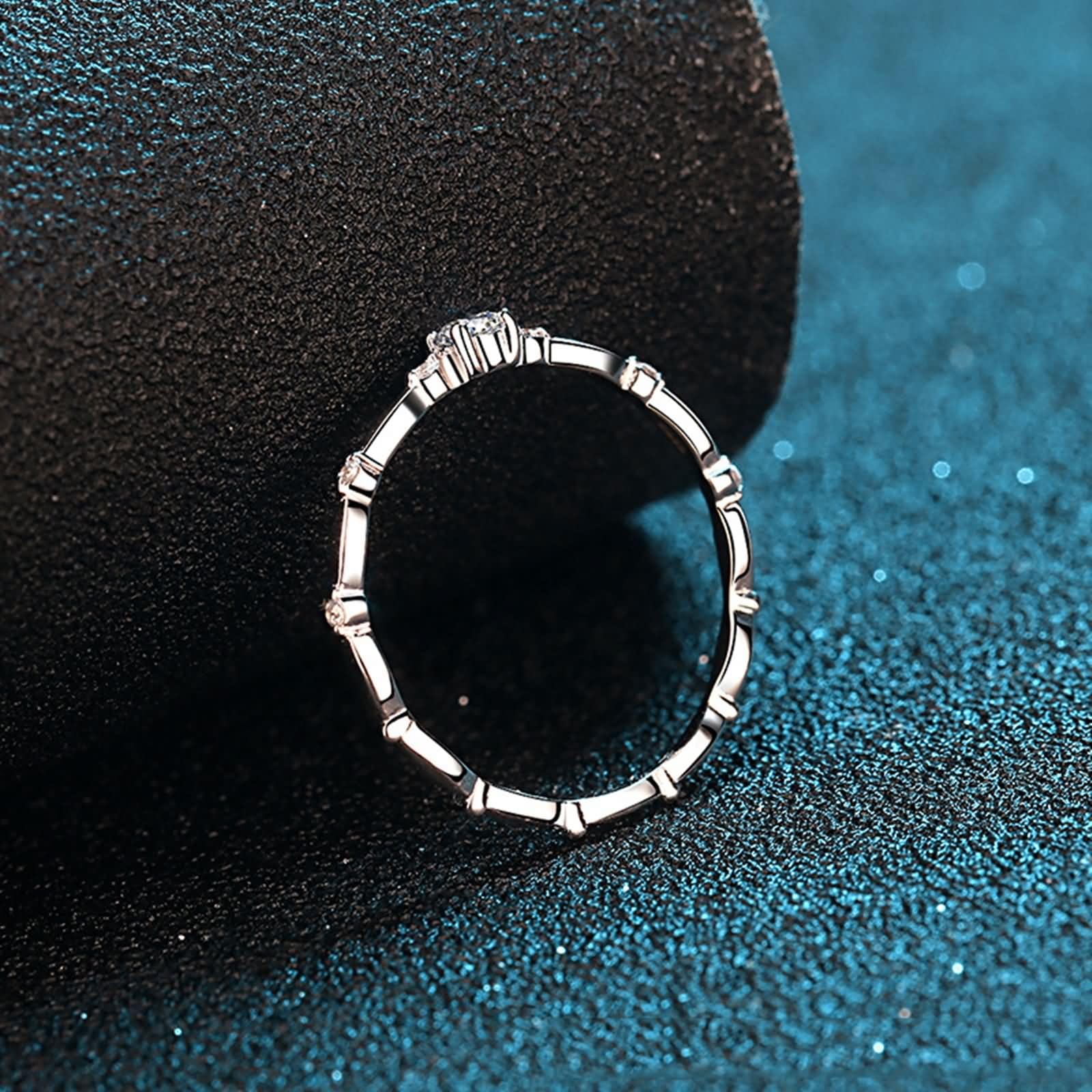 Anillo de Boda Mujer Oro Blanco 9K / 14K / 18K, Redondo con Diamante Creado de 0,1ct, Anillos Eternidad Mujer Plata