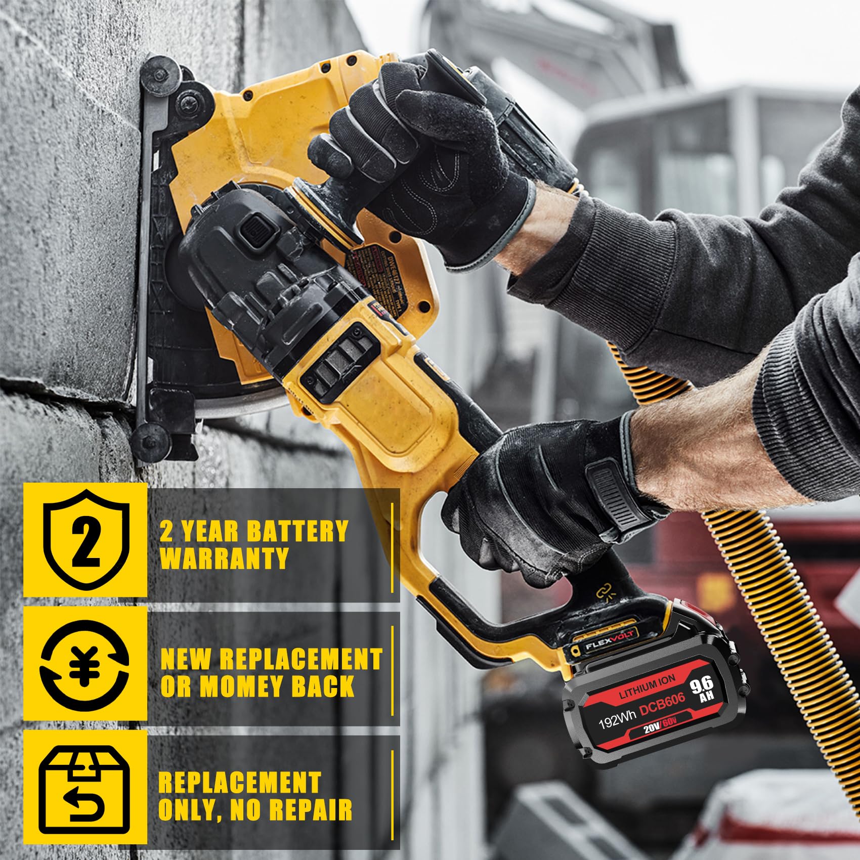 DCB609 20V/60V 9.6Ah Reemplazo para batería DeWalt 60V Flexvolt DCB606 DCB609 DCB612 Compatible con herramientas eléctricas inalámbricas DeWalt 20V/60V