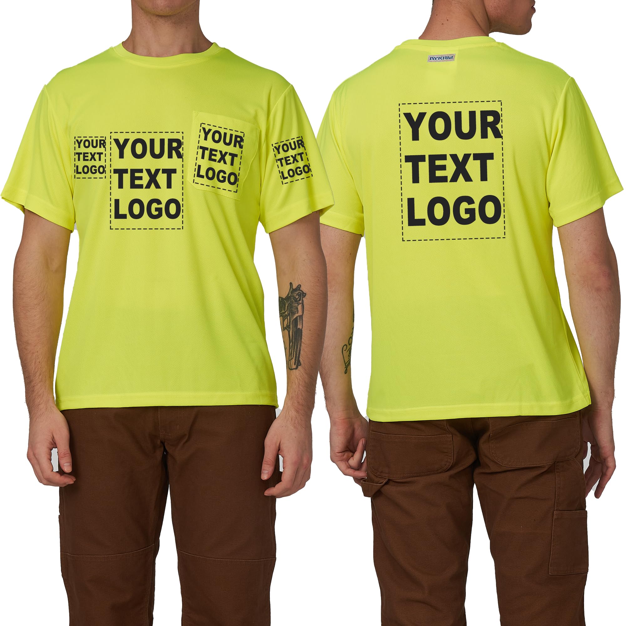 A-SAFETY Custom Shirt for Men High Visibility Safety Customize Logo Short Sleev T Shirt (XS-6XL)