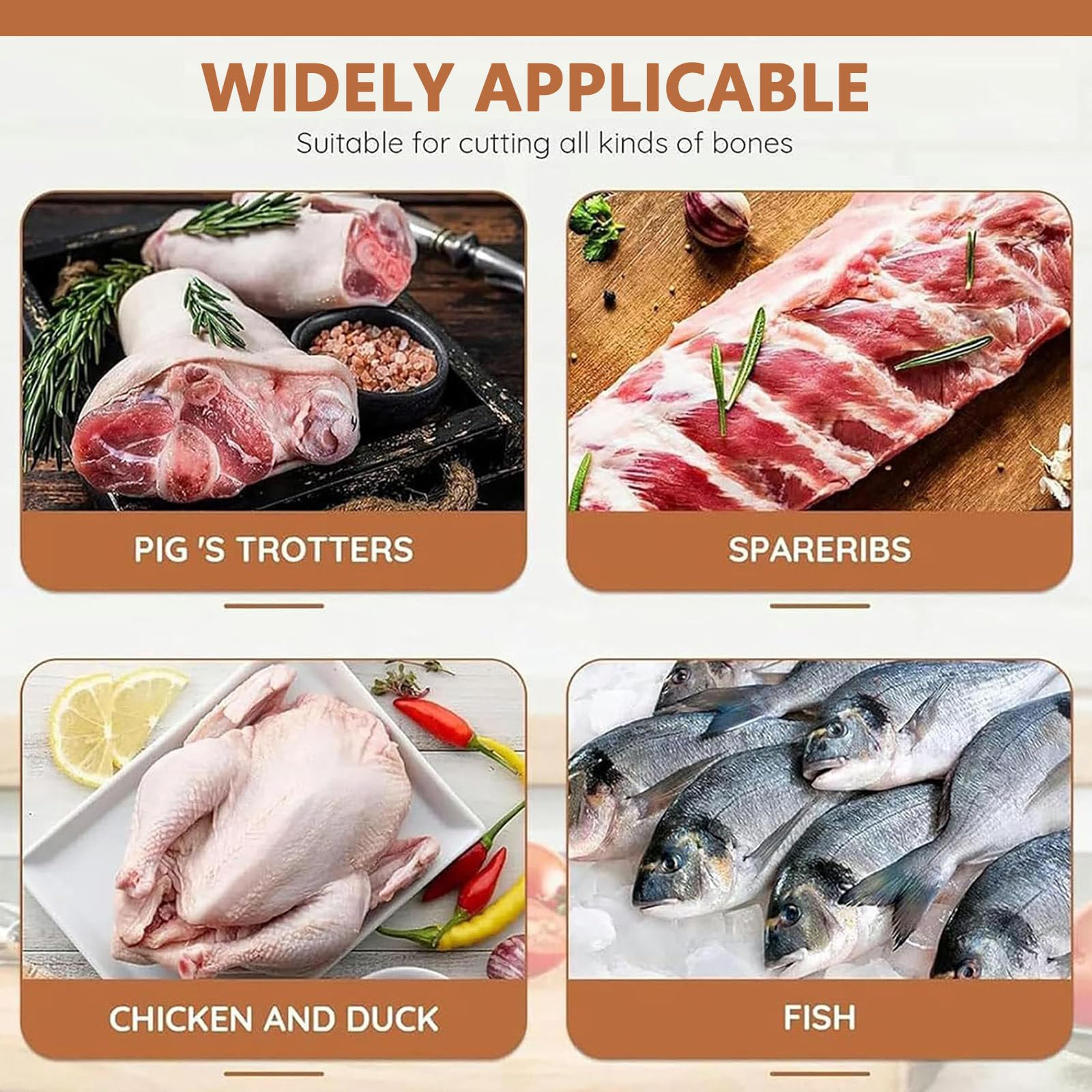 Sega manuale per macellare costolette, tagliare carne e verdure surgelate, in acciaio inox, per uso domestico e commerciale, facile da tagliare