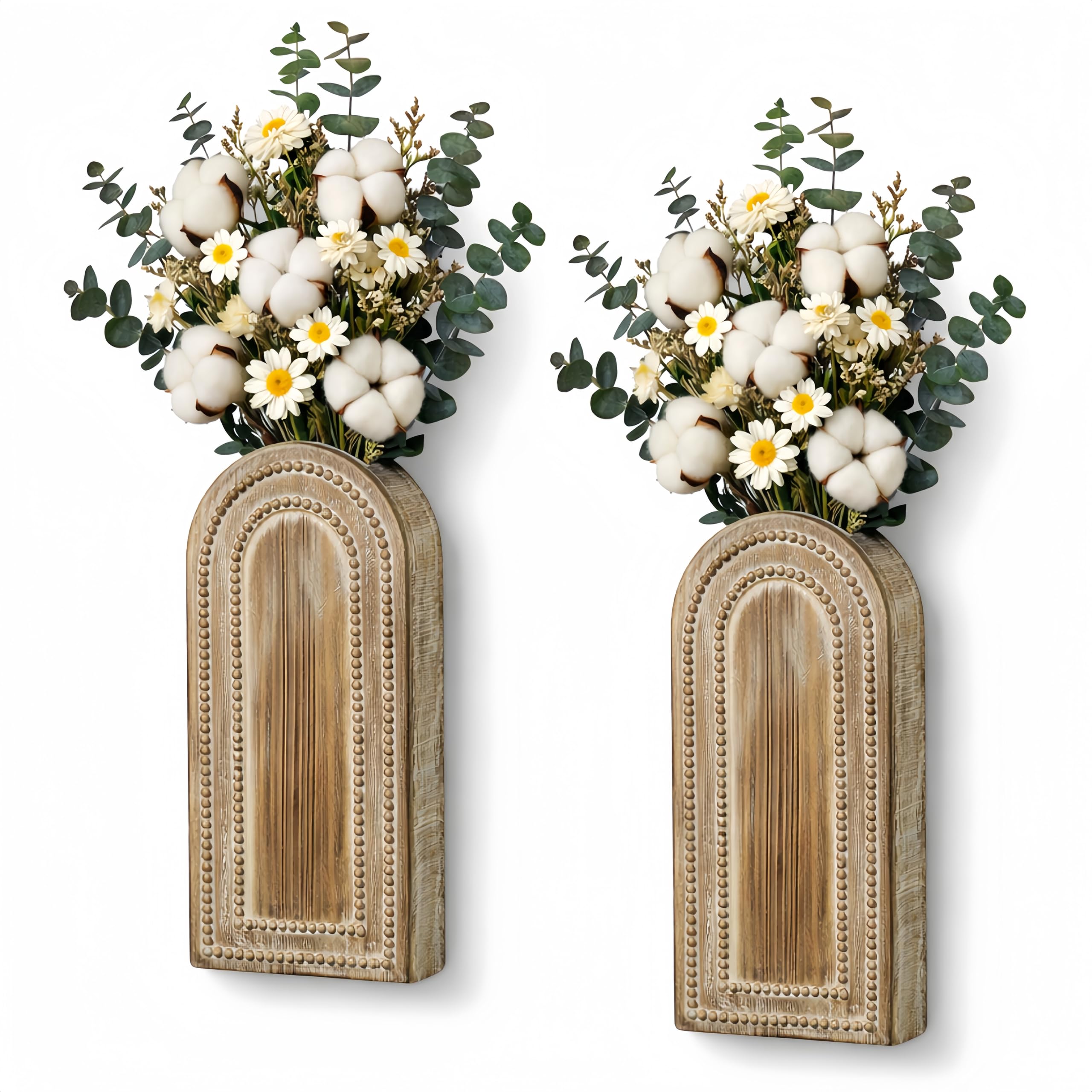 Photo 1 of Aikgidtt Wooden Wall Vases, 2 Pack, Brown