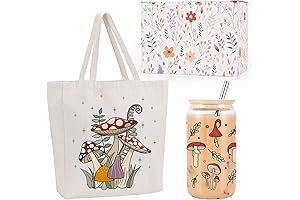 Miracu Mushroom Canvas Tote Bag & 16oz Iced Coffee Cup Gifts Set...