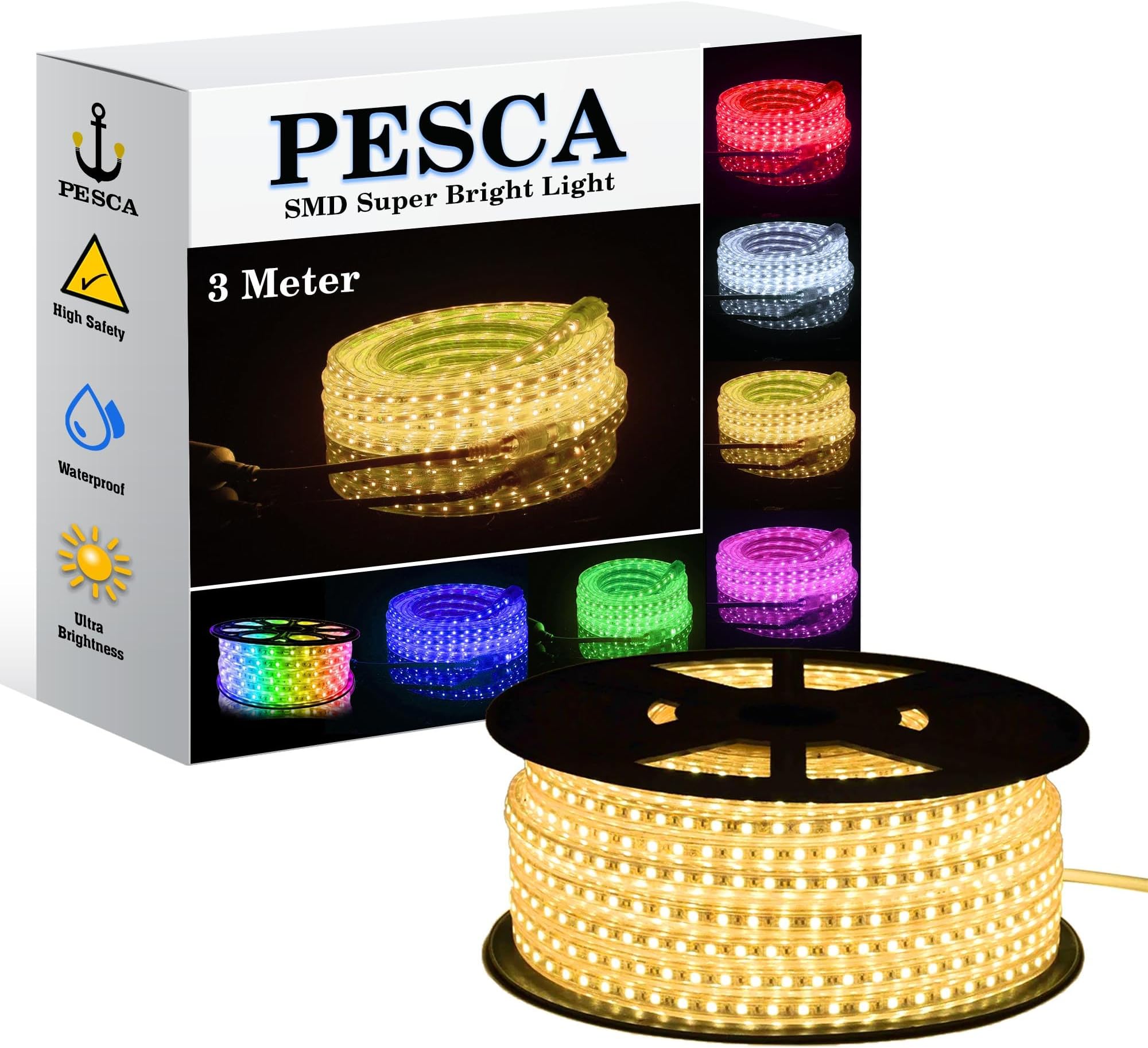 PESCA Super Bright 3 Meter Waterproof LED Ceiling Light for False Ceiling,Cove Light, Led Strip Light for Home Decoration,Diwali,Christmas (WARM WHITE)