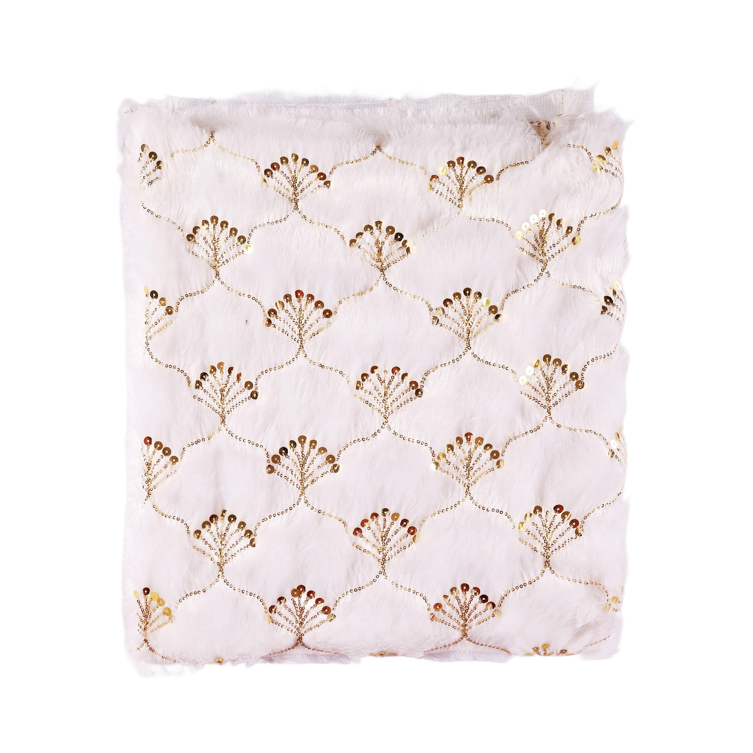 PRIYAKANT SAFAWALA Unstitched Work Fur Fabric Ideas at Home, Festival, Wedding, and Special Ganesh Chaturthi Decoration Background and Party Décor [Size, Width 60 Inches and Length 1 Meter, White]-image-28