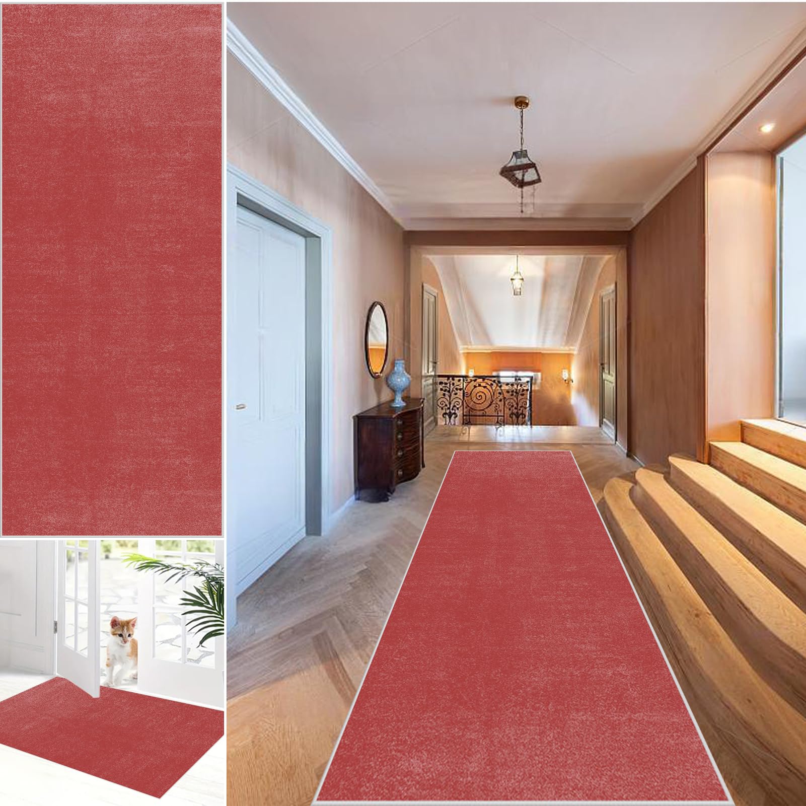 Fjhaeuo Carpet Runner for Hallway Non Slip Long Kitchen Runners Large Rugs Living Room, Short Pile Washable Rug Area Rugs for Bedroom Dining Room bathroom sink carpet 60 x 100 cm