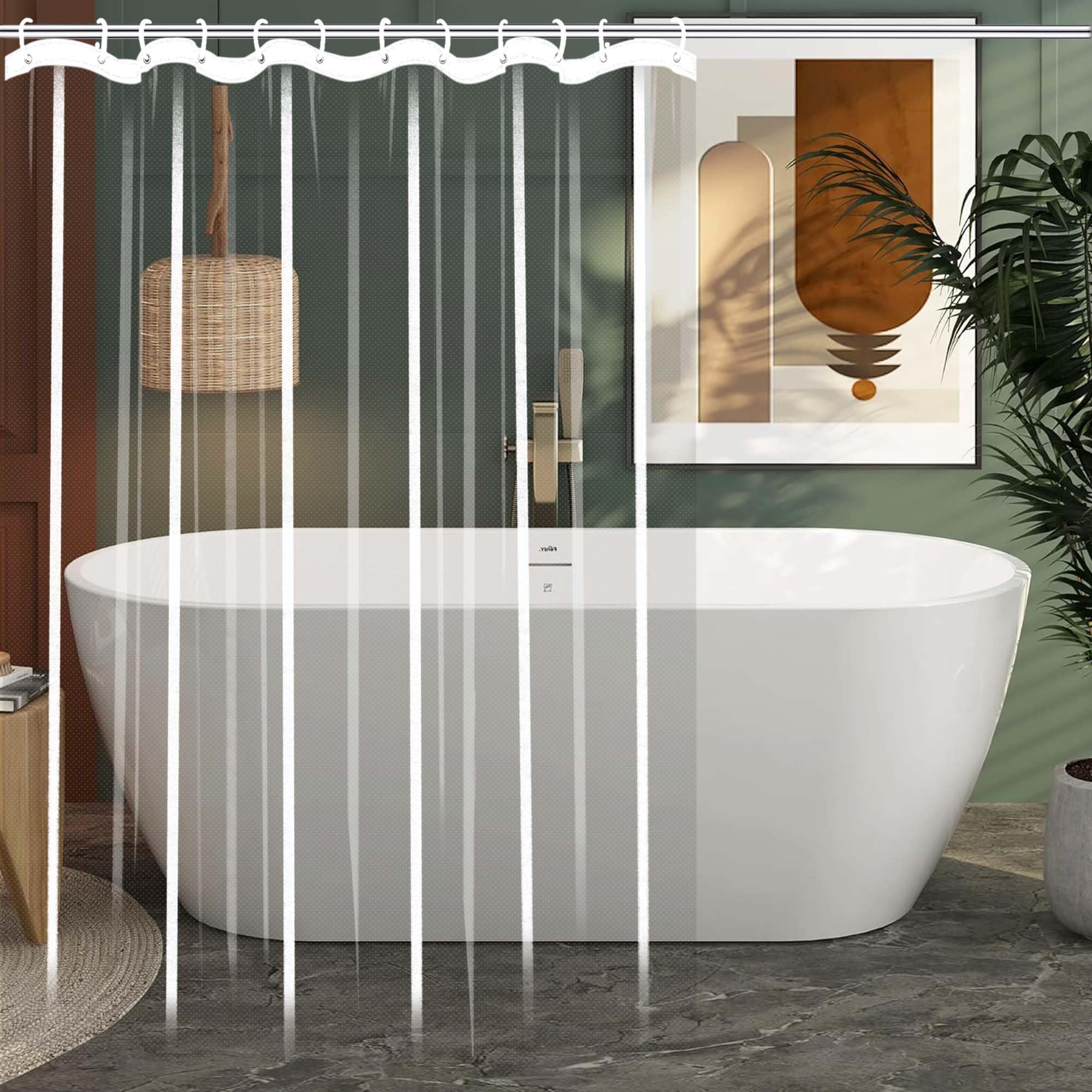 Rideau douche 230 x 115 cm transparent pour stopper l'eau de baignoire