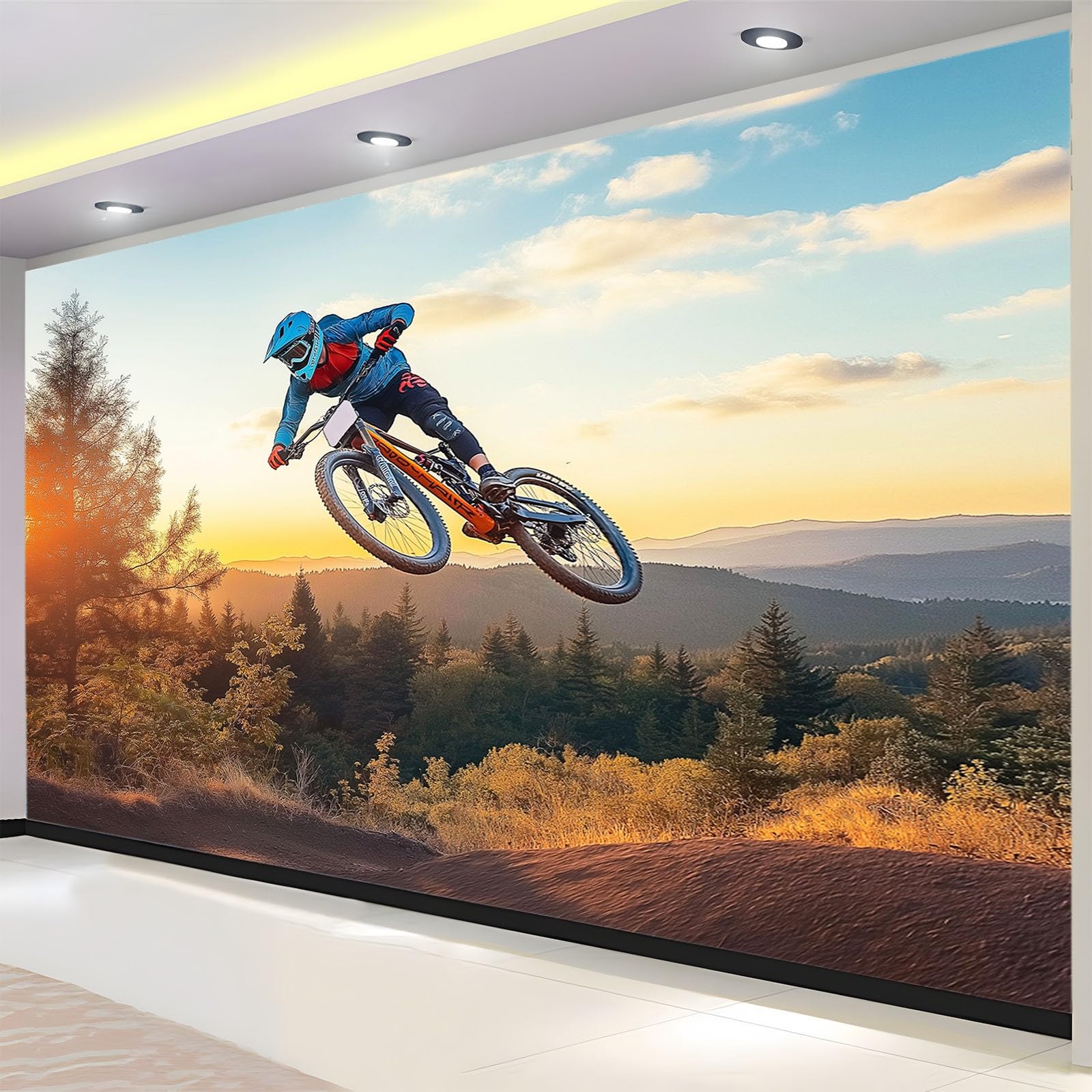 Mural tapeta do salonu rower górski 250 x 175 cm fototapeta włóknina mural tapeta plakat, nowoczesna sypialnia pokój dziecięcy tło telewizora dekoracja ścienna