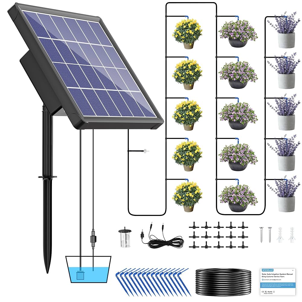 【新品】ソーラー式自動散水装置(2200MAHバッテリー内蔵) Amazon | NFESOLAR ソーラー 自動 灌水器 水やり器 観葉植物